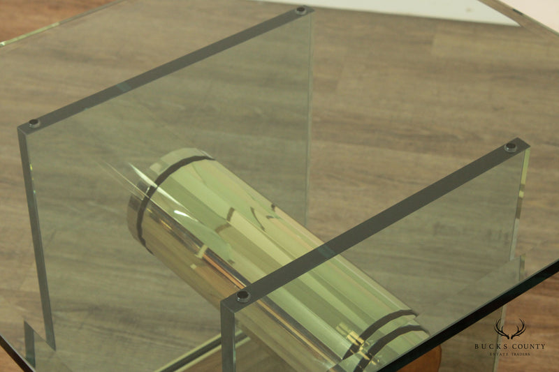 Postmodern Sculptural Brass and Glass Side Table