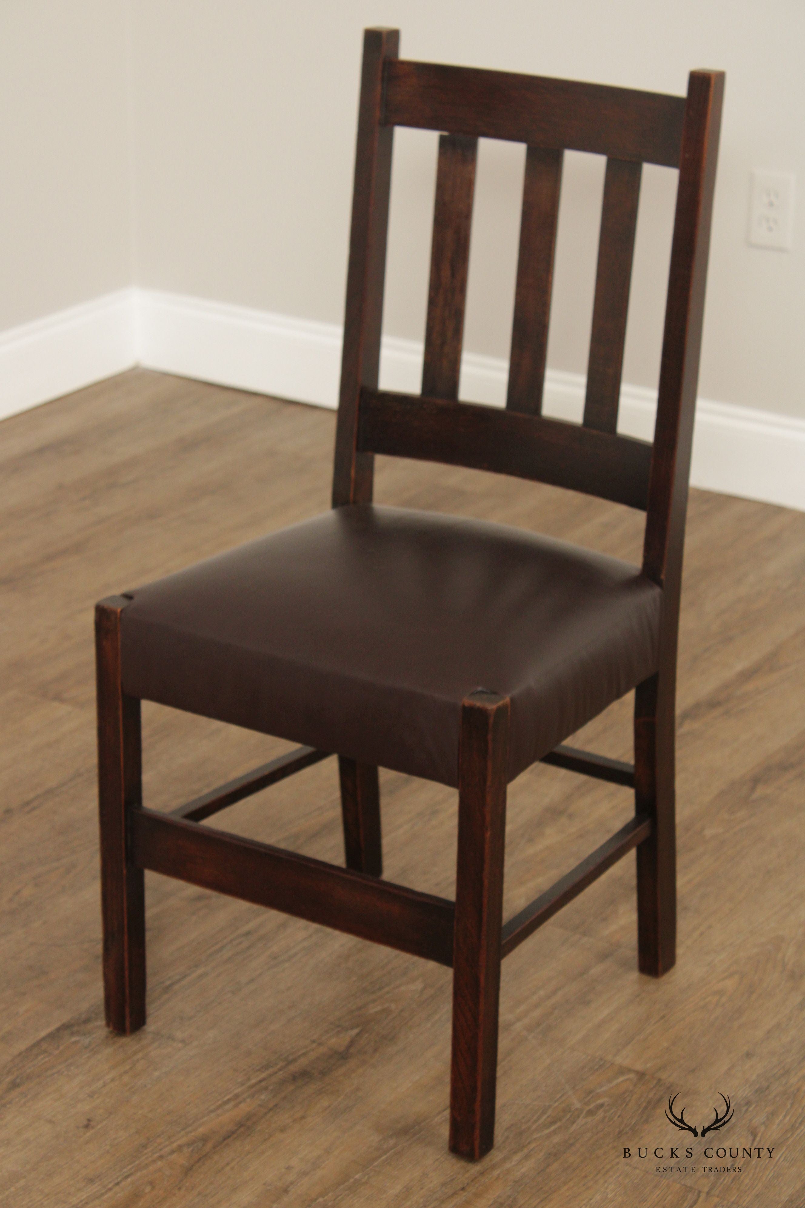 Antique Mission Oak Leather Side Chair