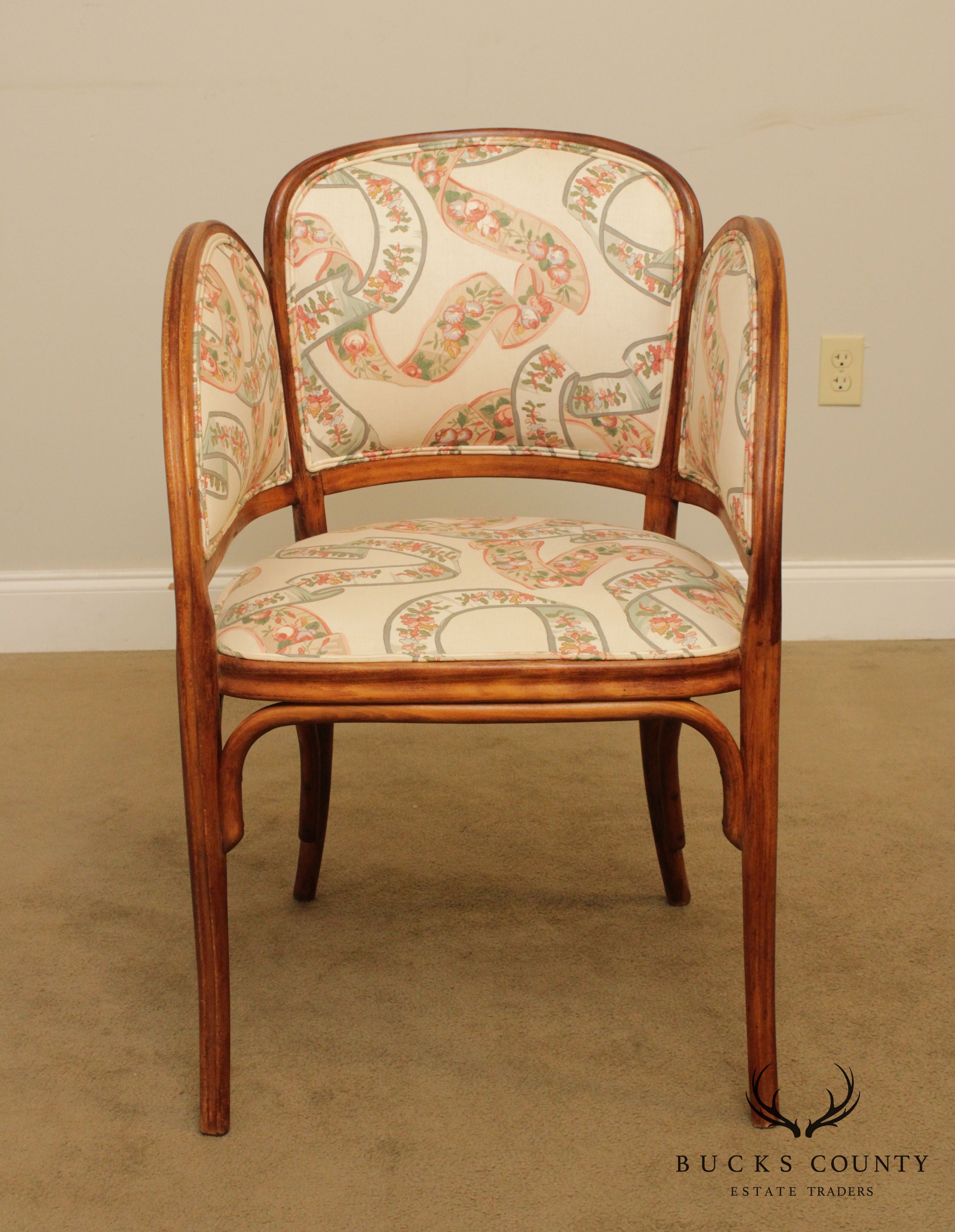 Art Nouveau Antique Pair Bentwood Armchairs