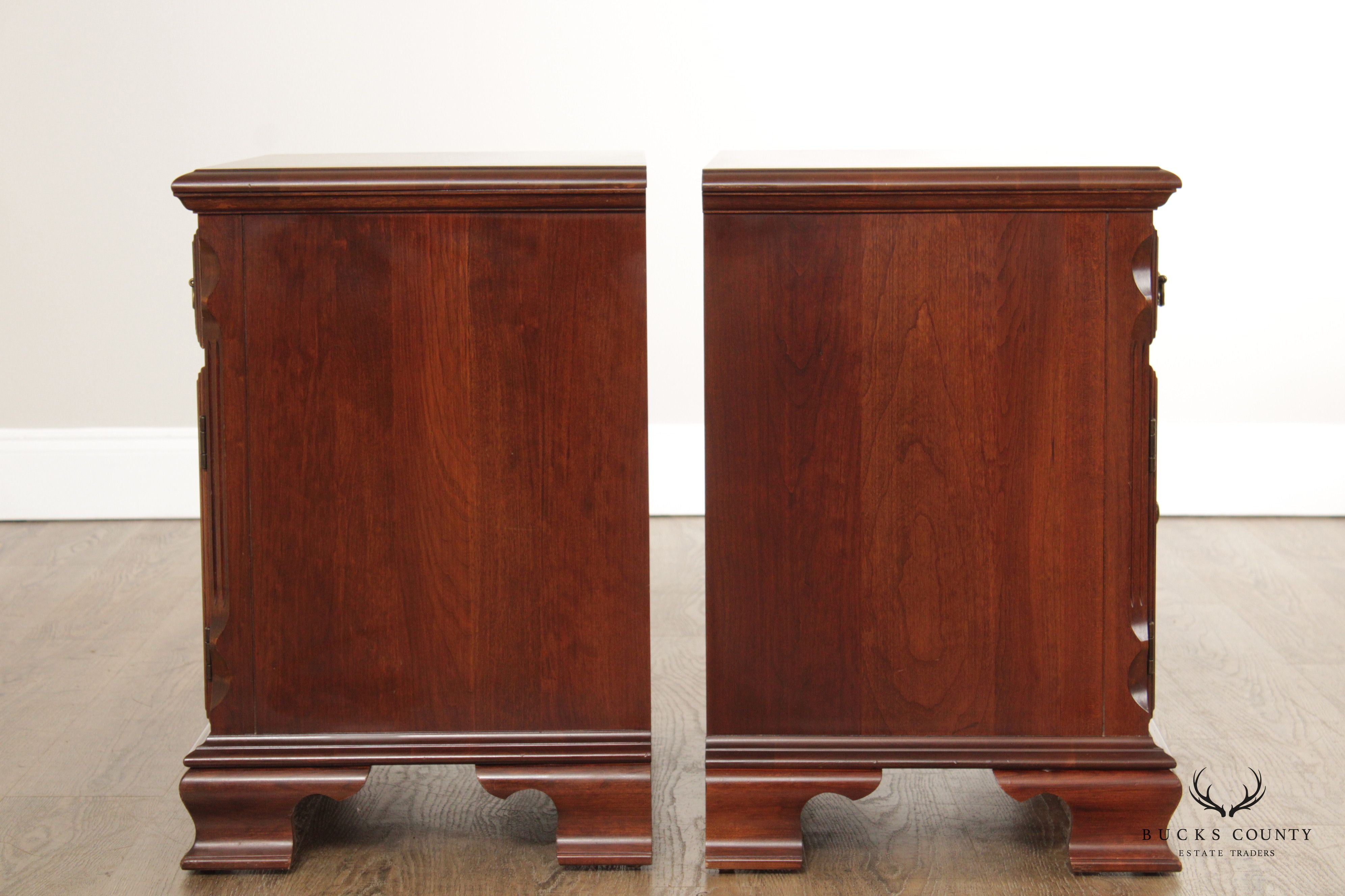 Pennsylvania House Chippendale Style Pair of Cherry Nightstands