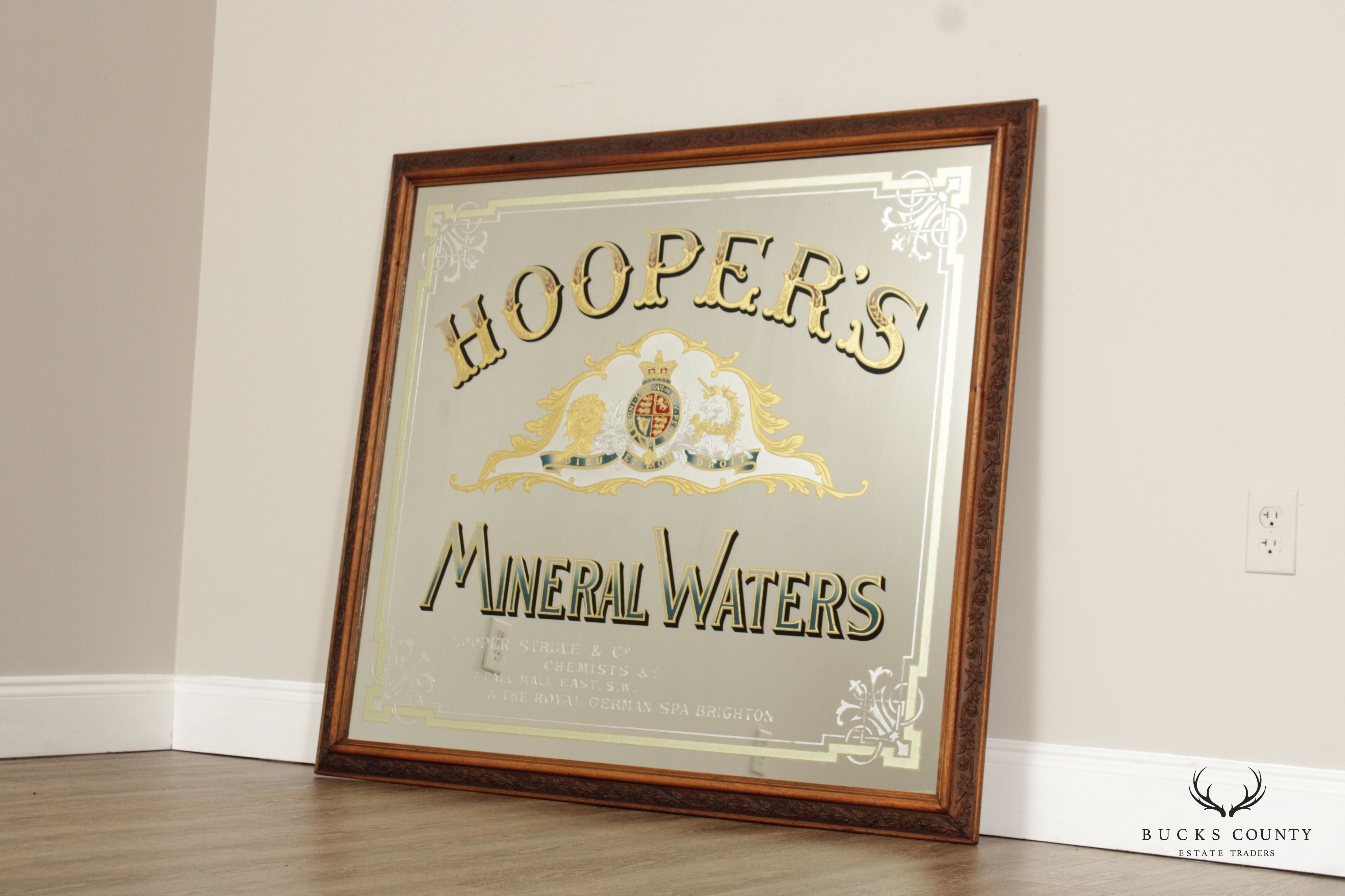 HOOPER'S MINERAL WATERS PUB MIRROR, ETCHED AND REVERSE PAINTED