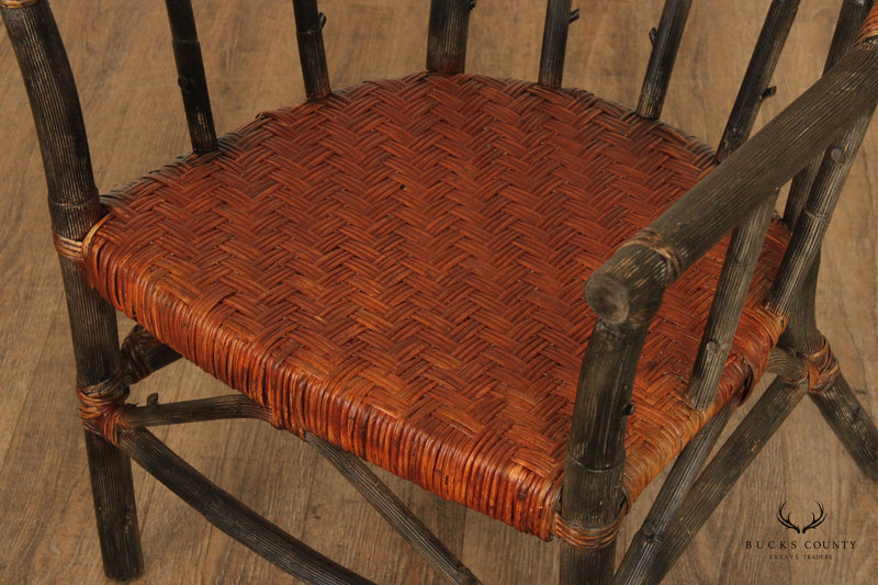 Palecek Adirondack Style Bamboo and Woven Rattan Armchair