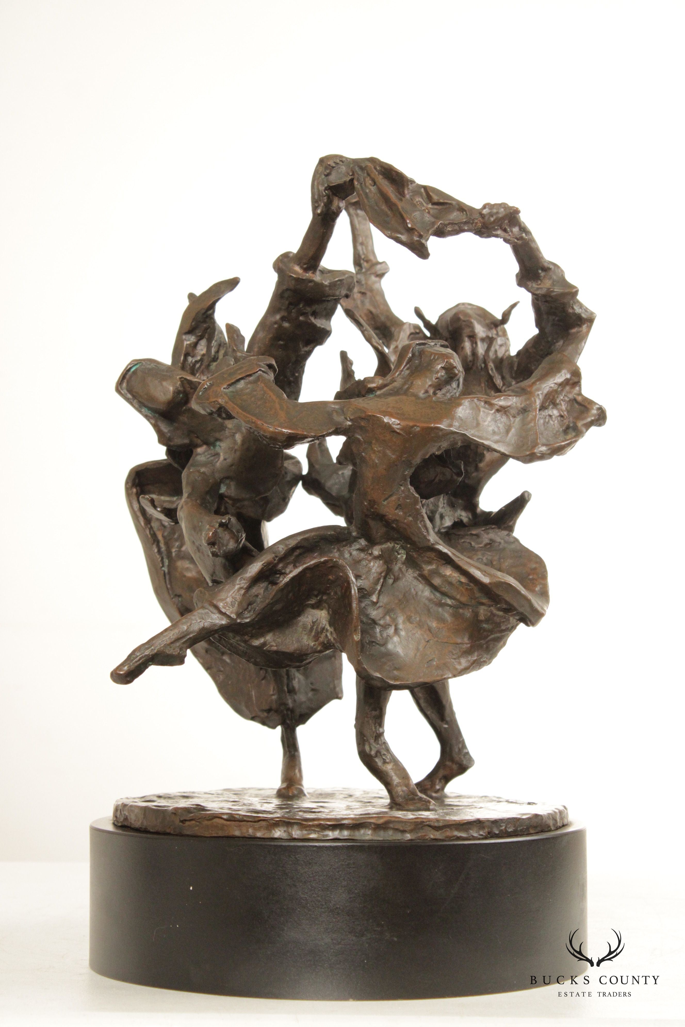 Laura Goodman Abstract Dancing Figures Bronze Sculpture