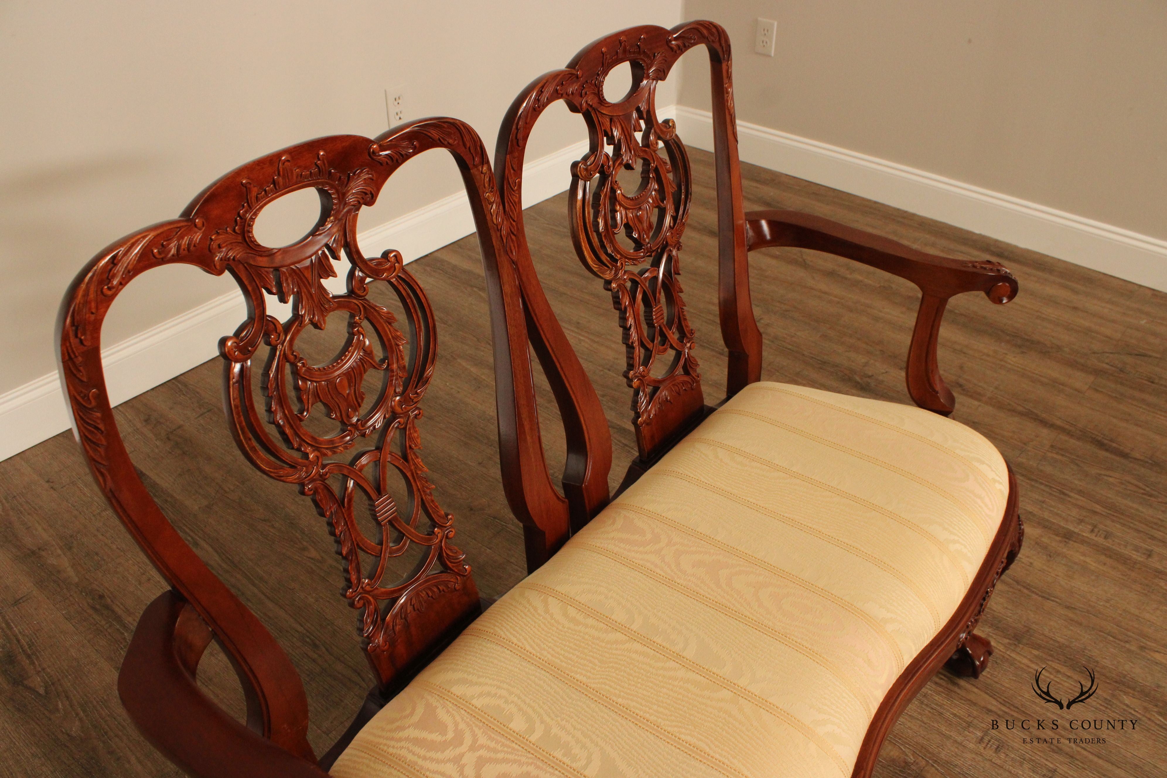 Chippendale Style Carved Mahogany Settee