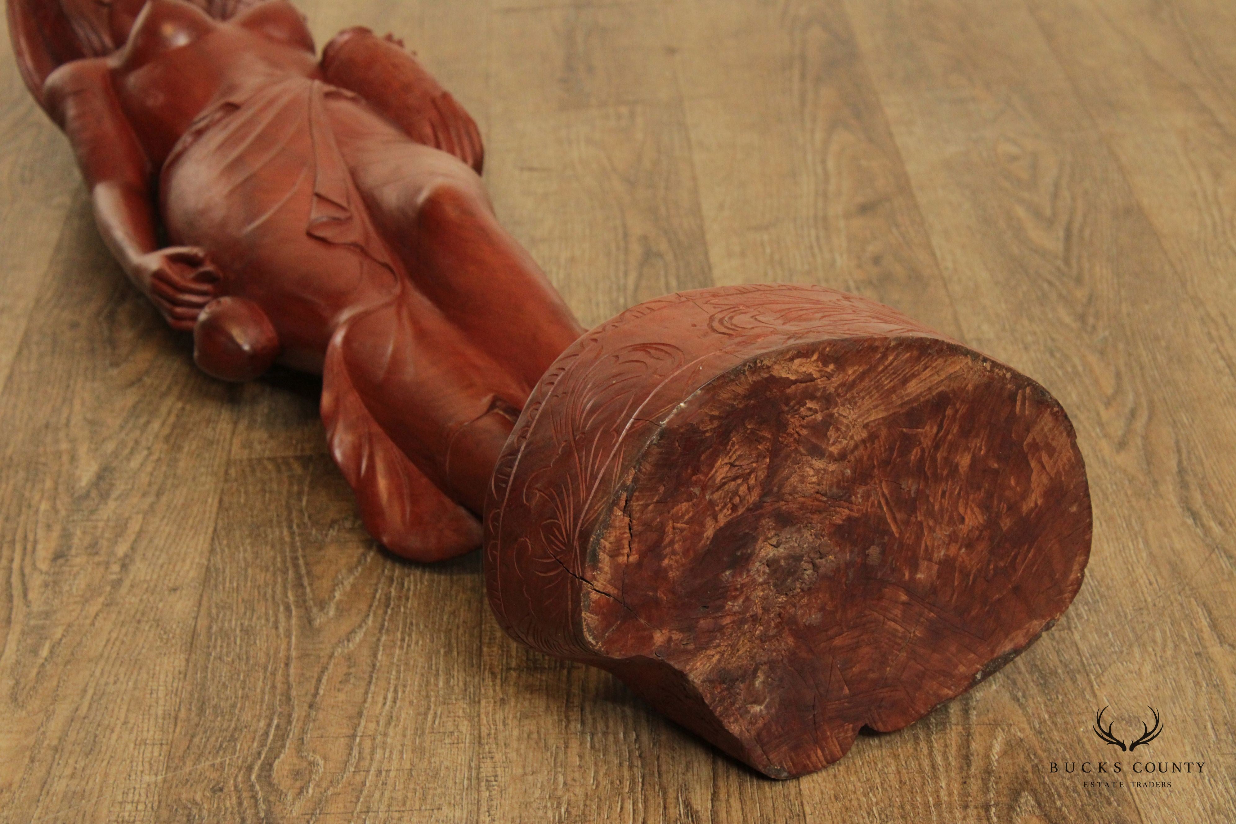 Asian Hardwood Carved Female Nude Sculpture