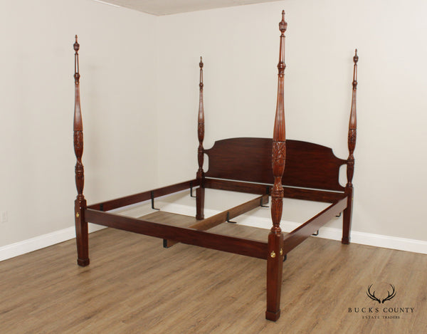 Henkel Harris Mahogany Queen Size Rice Carved Poster Bed