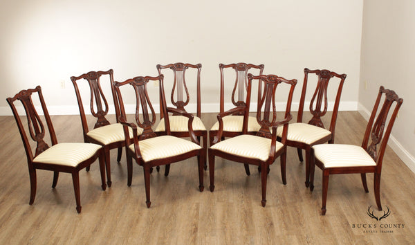Henkel Harris Hepplewhite Style Set of Eight Mahogany Lyre-Back Dining Chairs