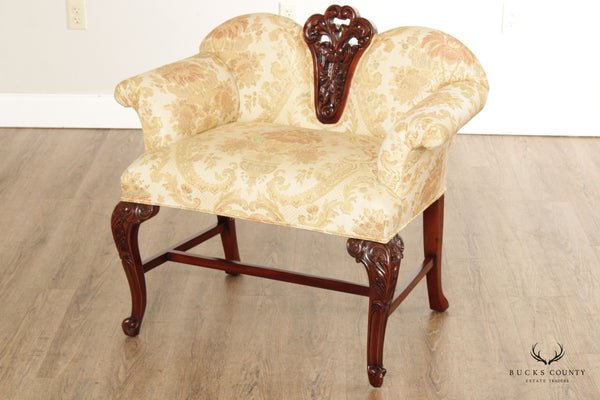 Quality French Victorian Style Custom Upholstered Petite Settee