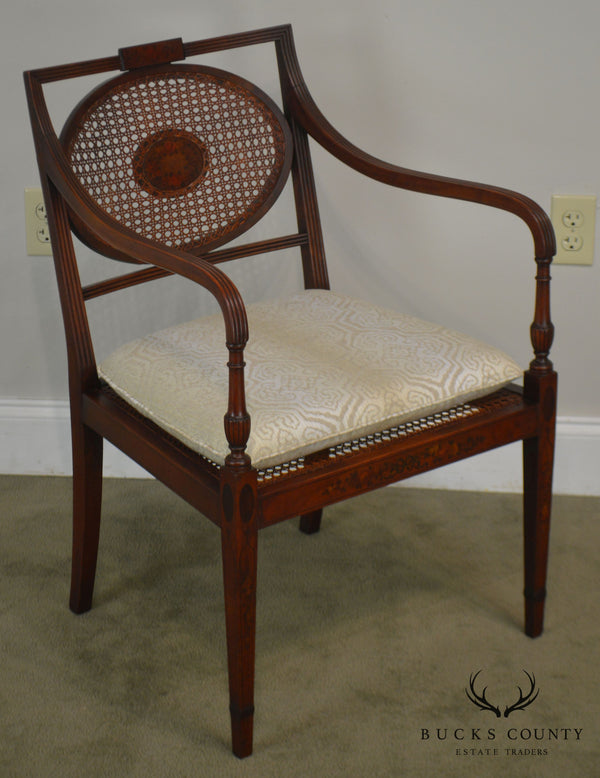 Adams Style 1930's Vintage Paint Decorated Caned Armchair
