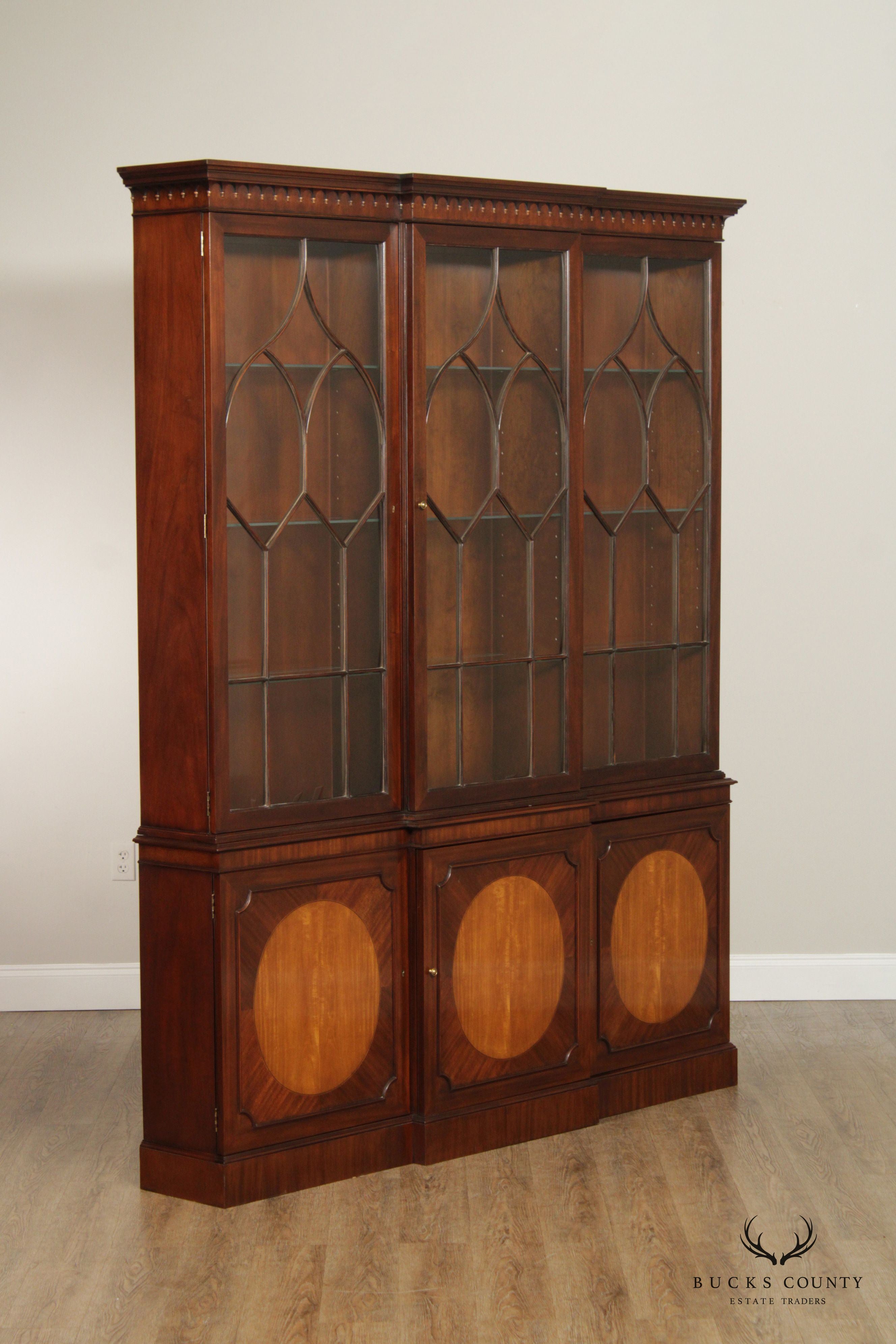 Baker Collector's Edition English Regency Style Mahogany China Display Bookcase Cabinet