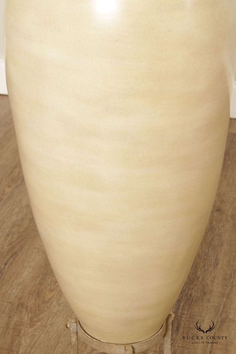 Vintage Amphora Pottery Vase on Cast Iron Stand