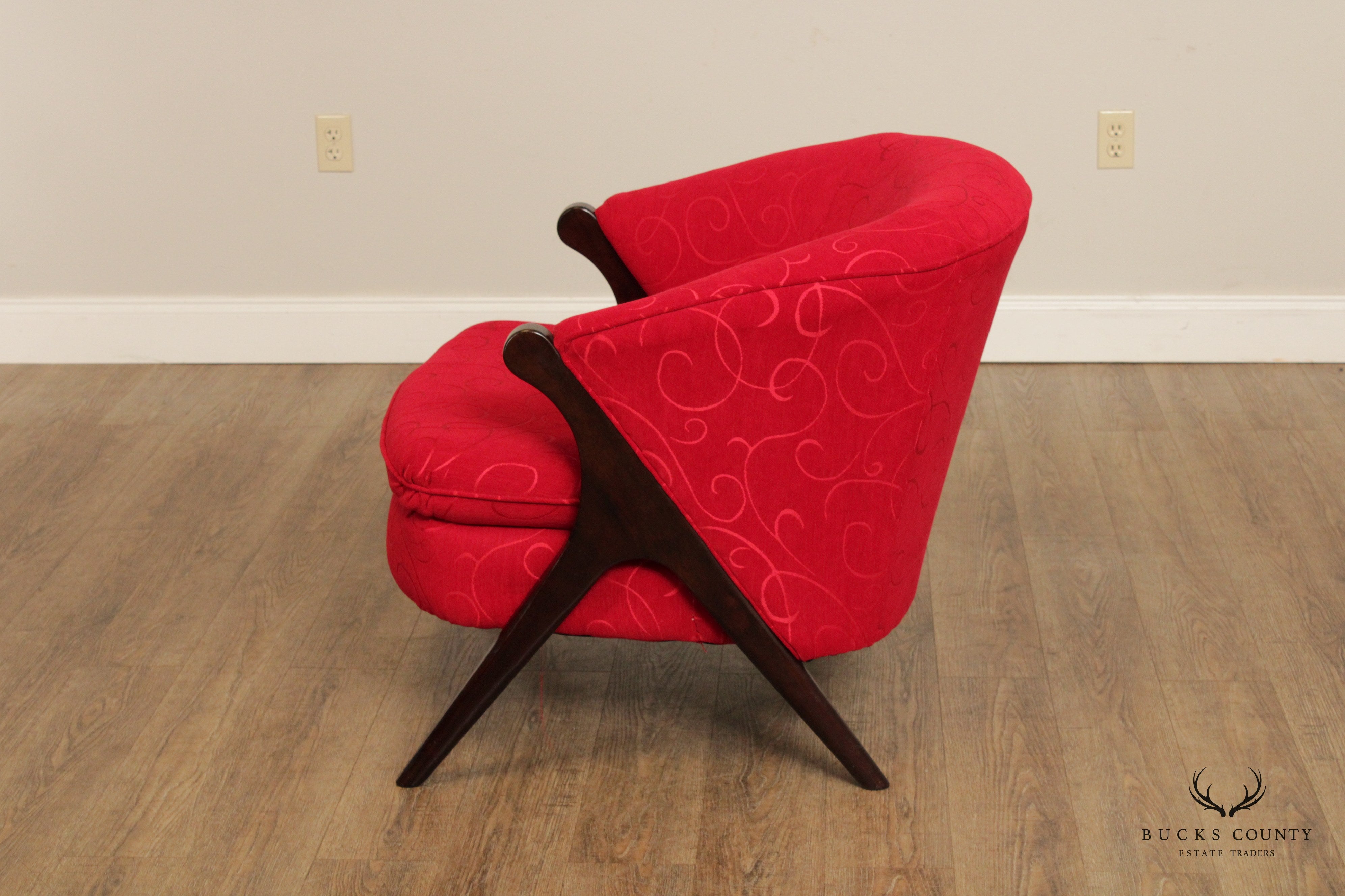 Modern Style Custom Upholstered Red Club Chair