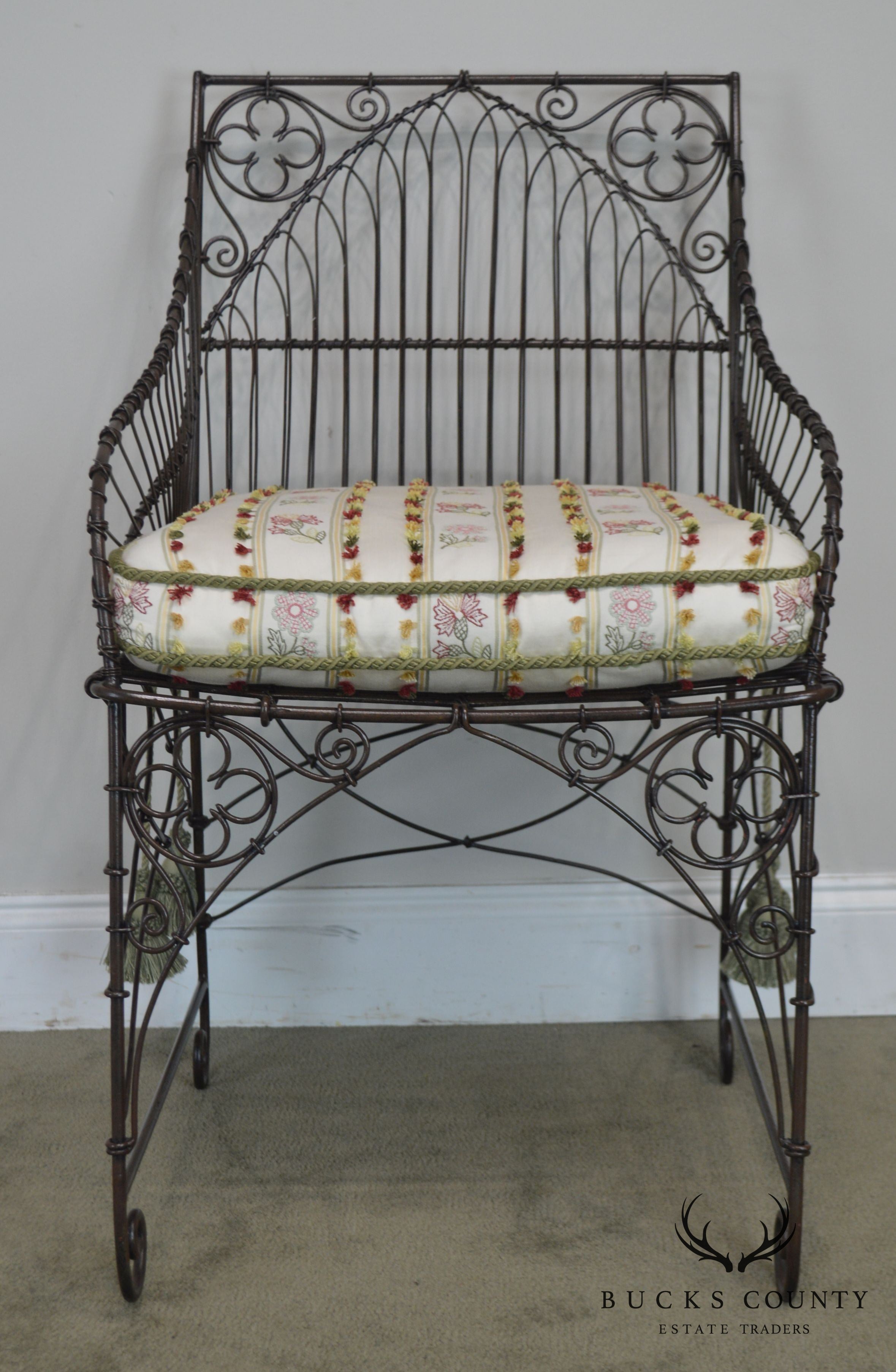 Palecek Victorian Style Metal Wire Armchair