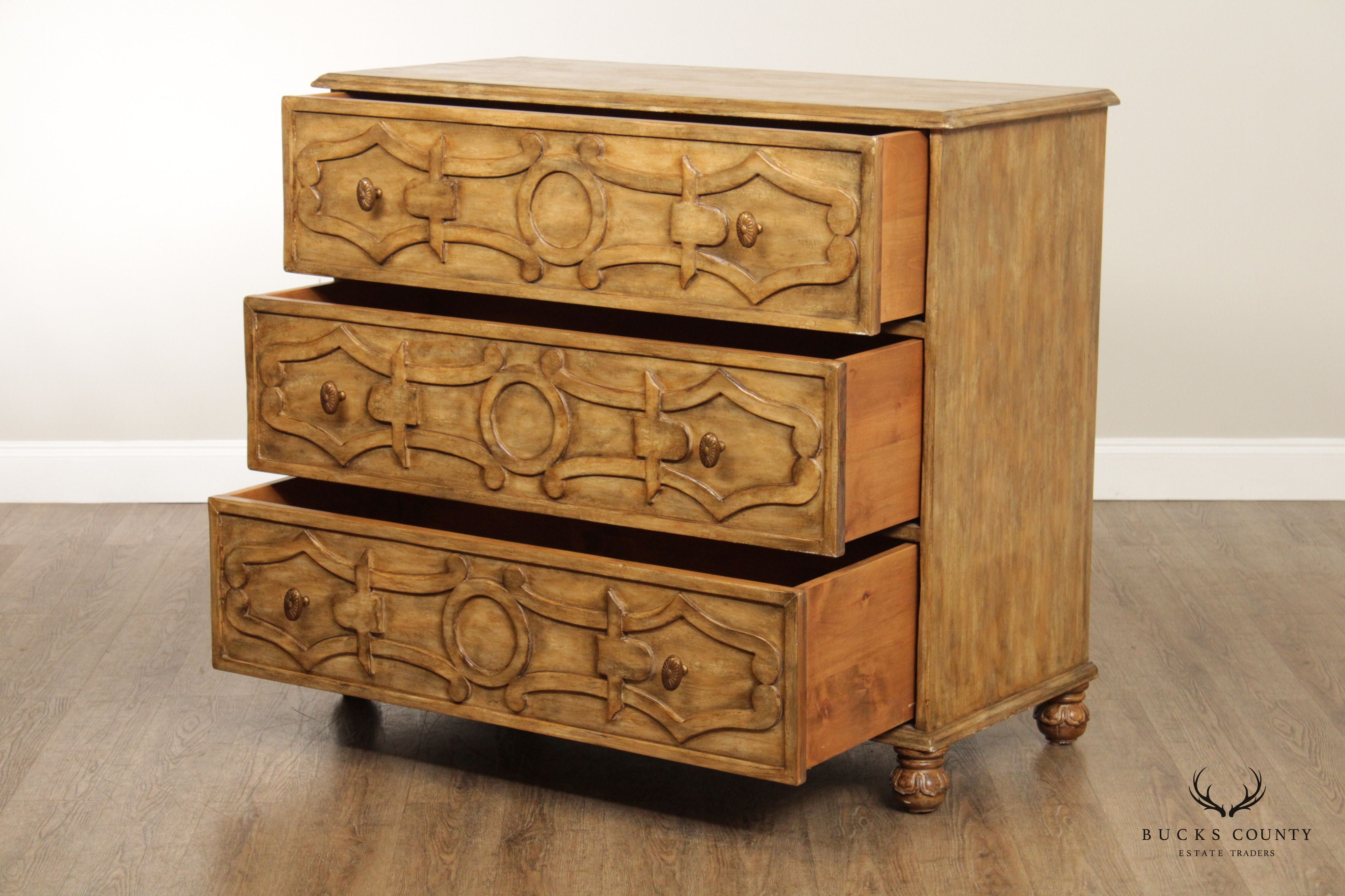 Belgian Style Carved Chest of Drawers