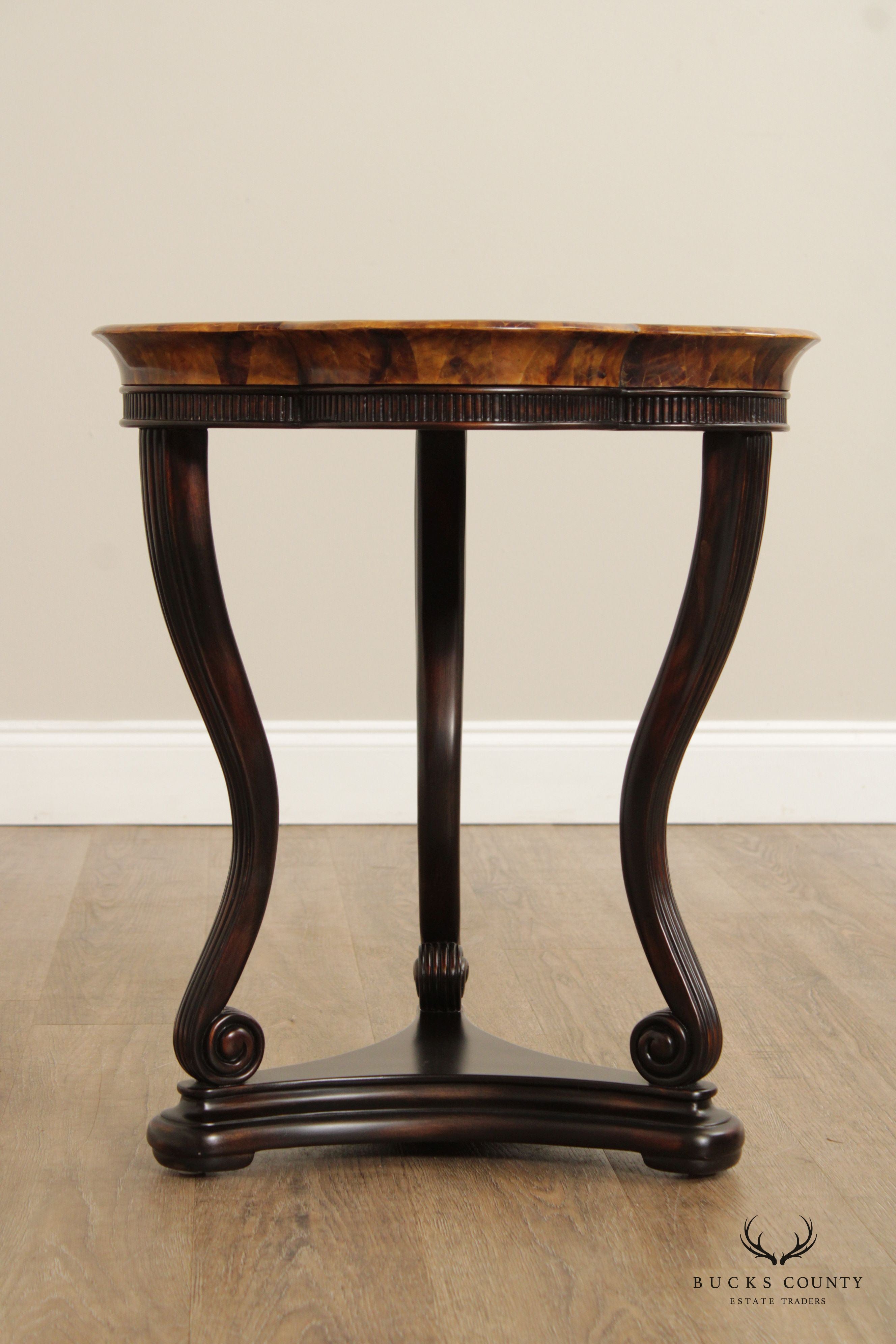 Empire Style Mahogany and Faux Tortoise Shell Side Table