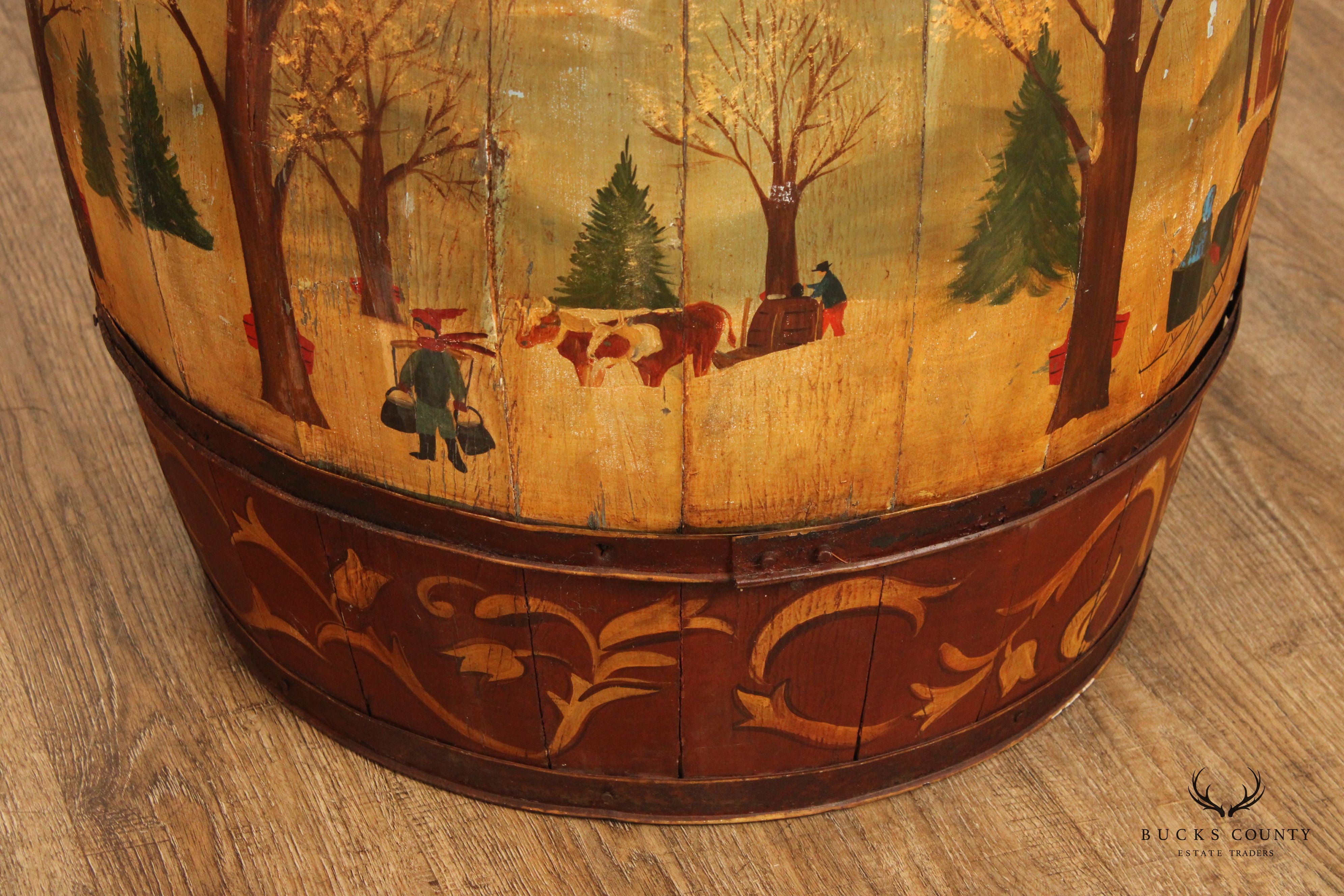 S. Nolan Folk Art Hand Painted Barrel