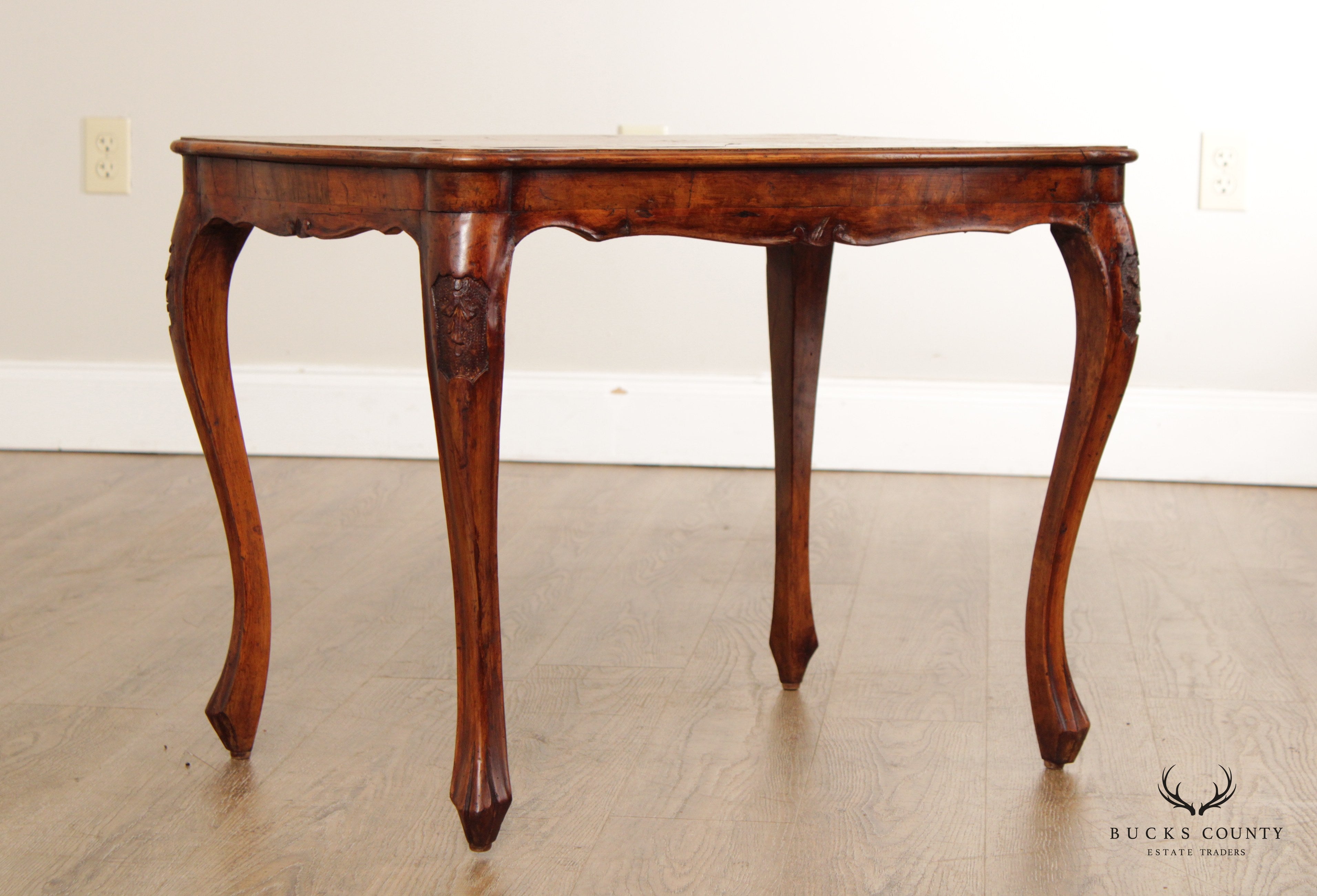 Italian Provincial Antique Walnut & Oyster Wood End Tables