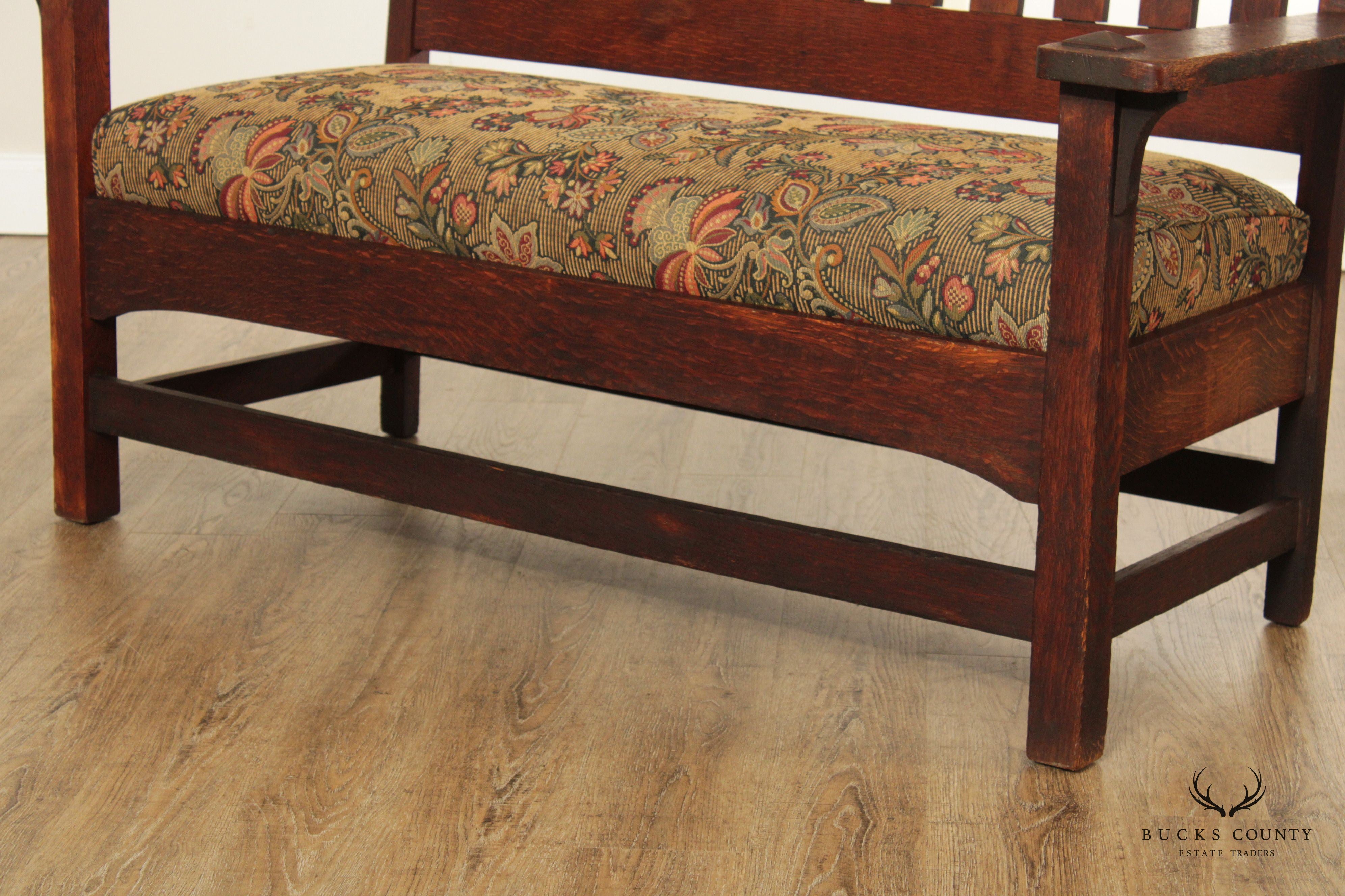 Antique Arts & Crafts Mission Oak Settee