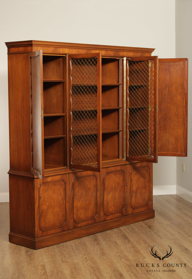 Regency Style Vintage Custom Quality Mahogany Breakfront Bookcase