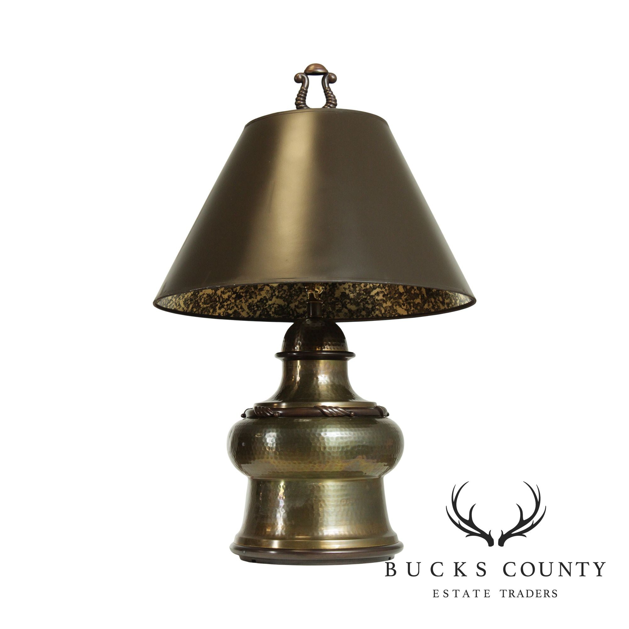 Chapman Regency Style Hammered Brass Table Lamp