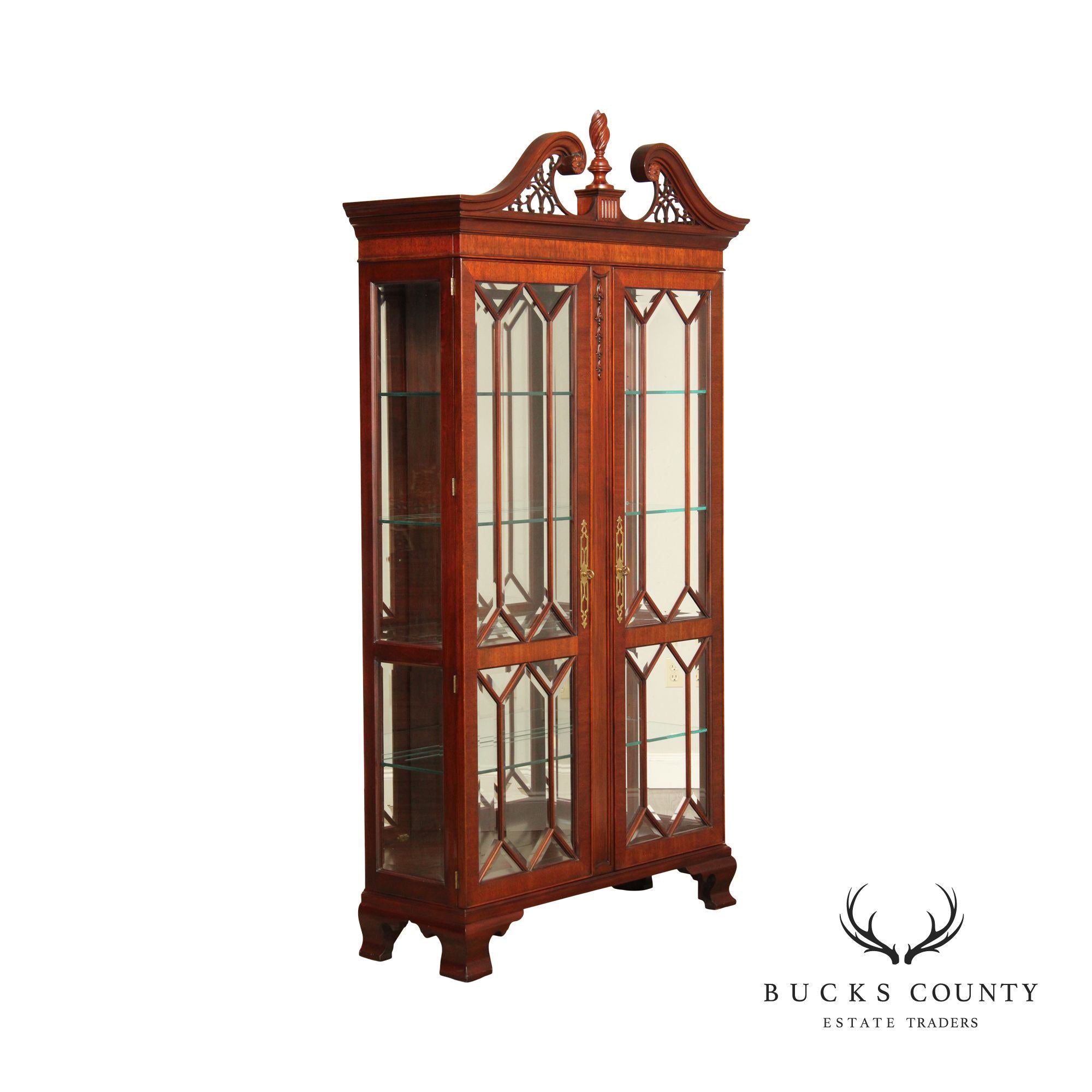 Henkel Harris Georgian Style Mahogany Display Case Cabinet