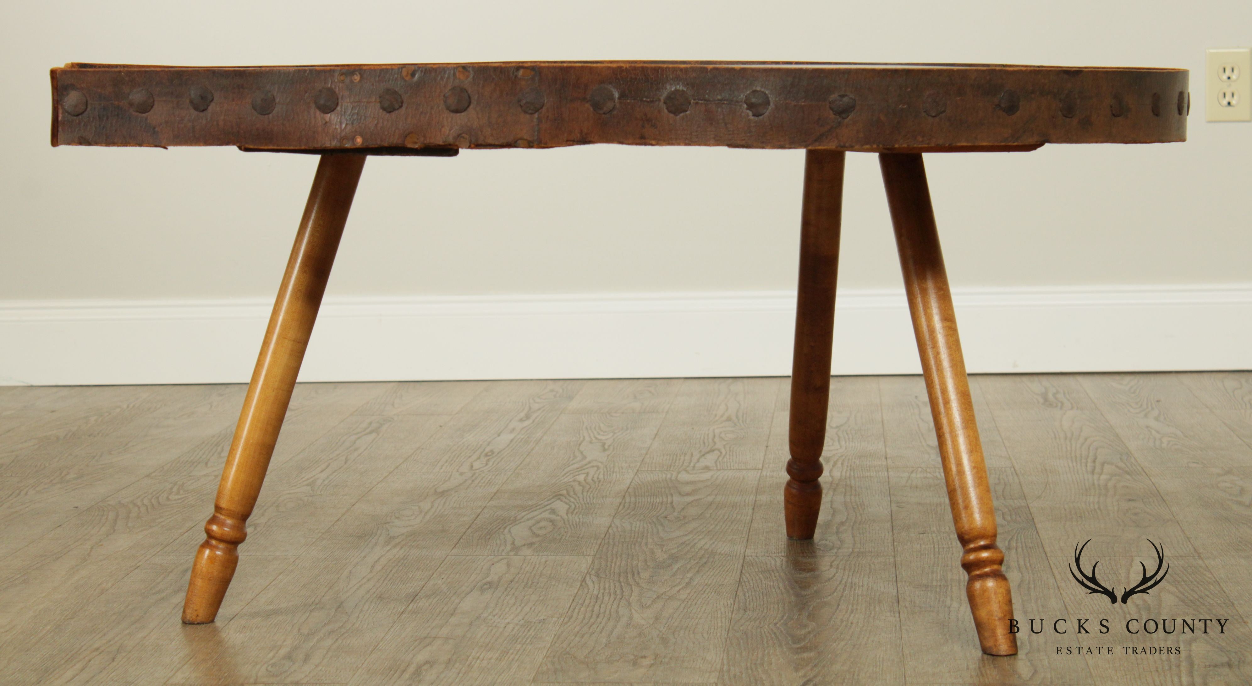 Antique Pine Fireplace Bellows Top Coffee Table