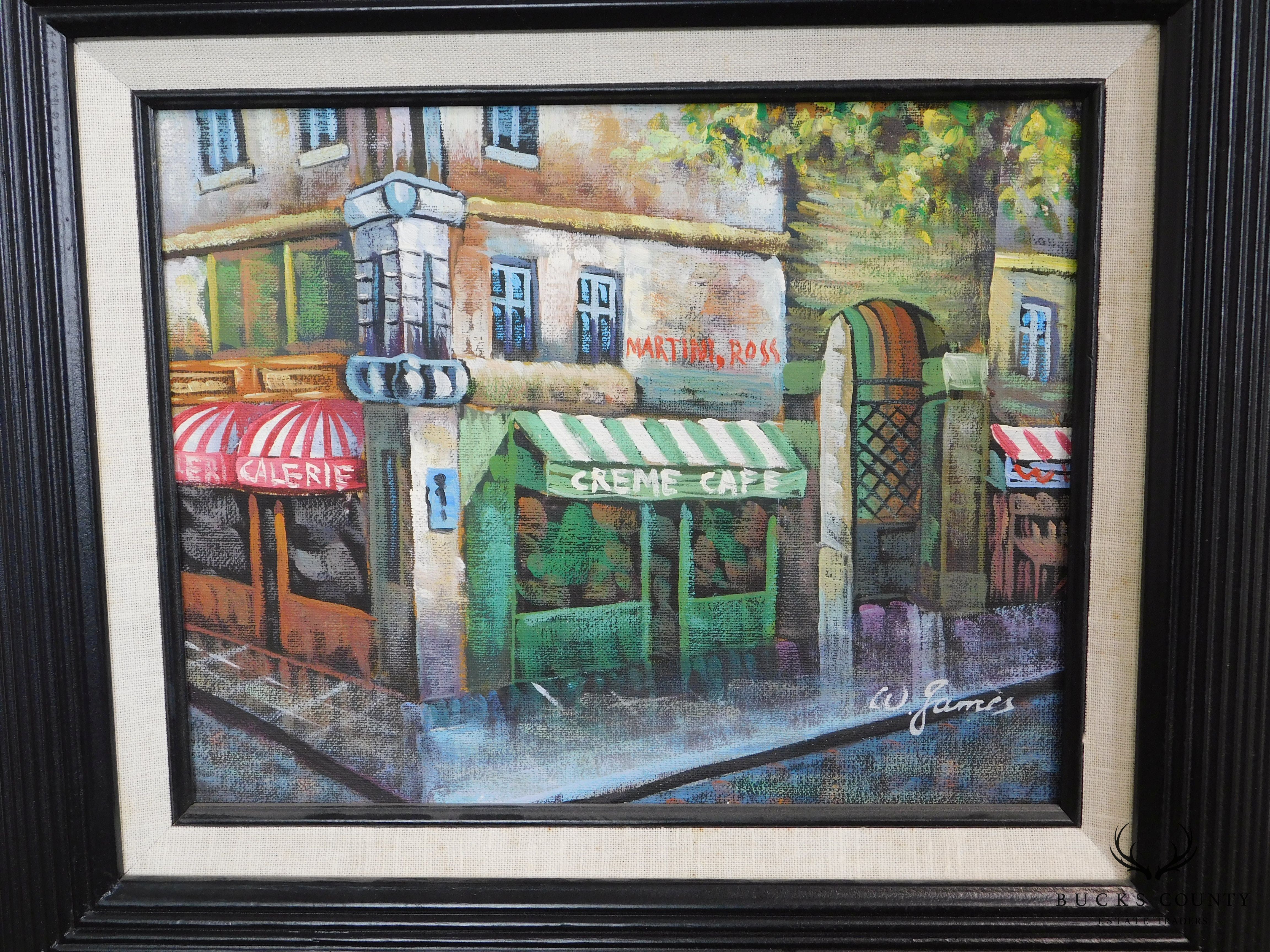 Framed Painting "Creme Cafe" Signed W. James