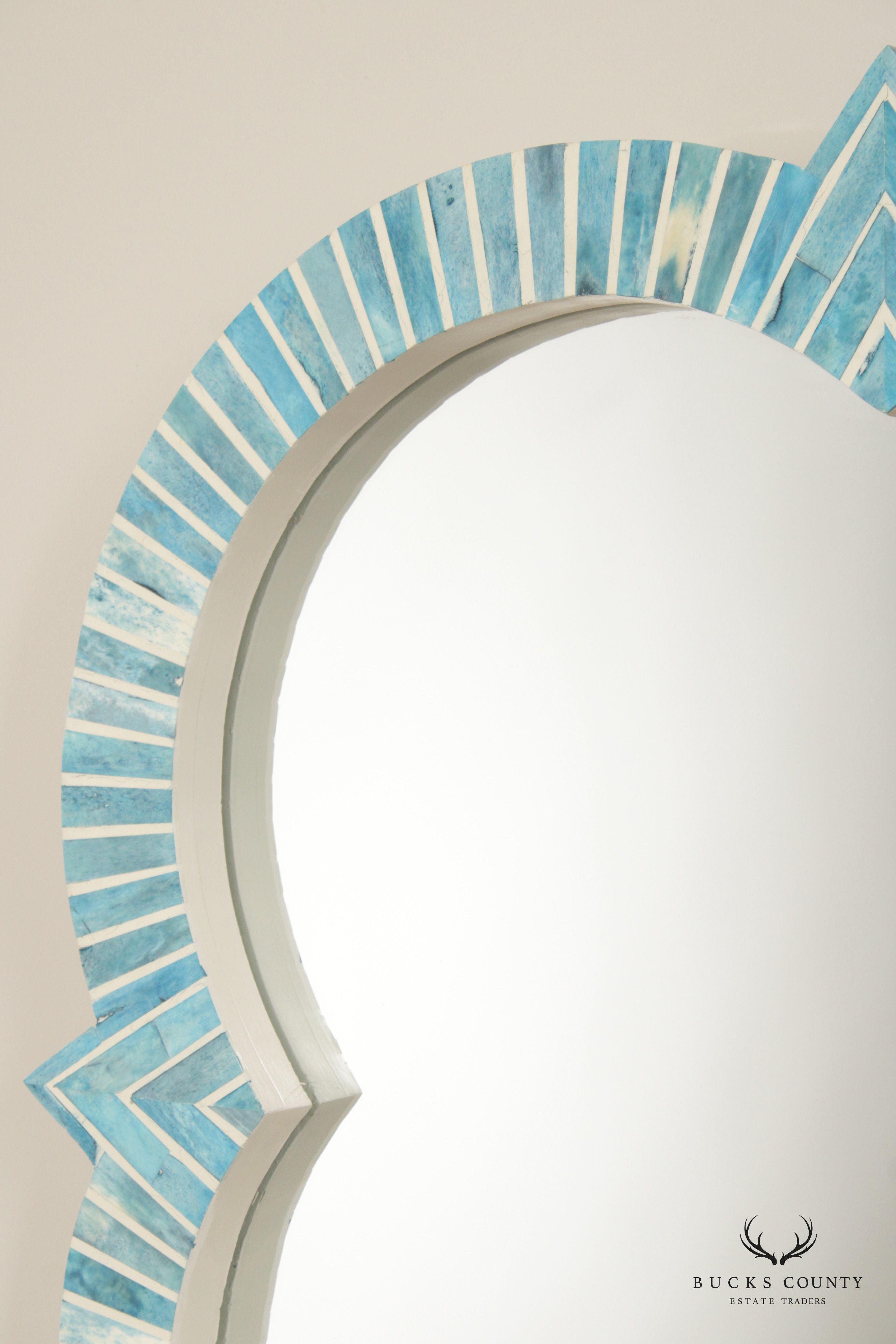 Santorini Style Faux Bone Inlaid Quatrefoil Mirror