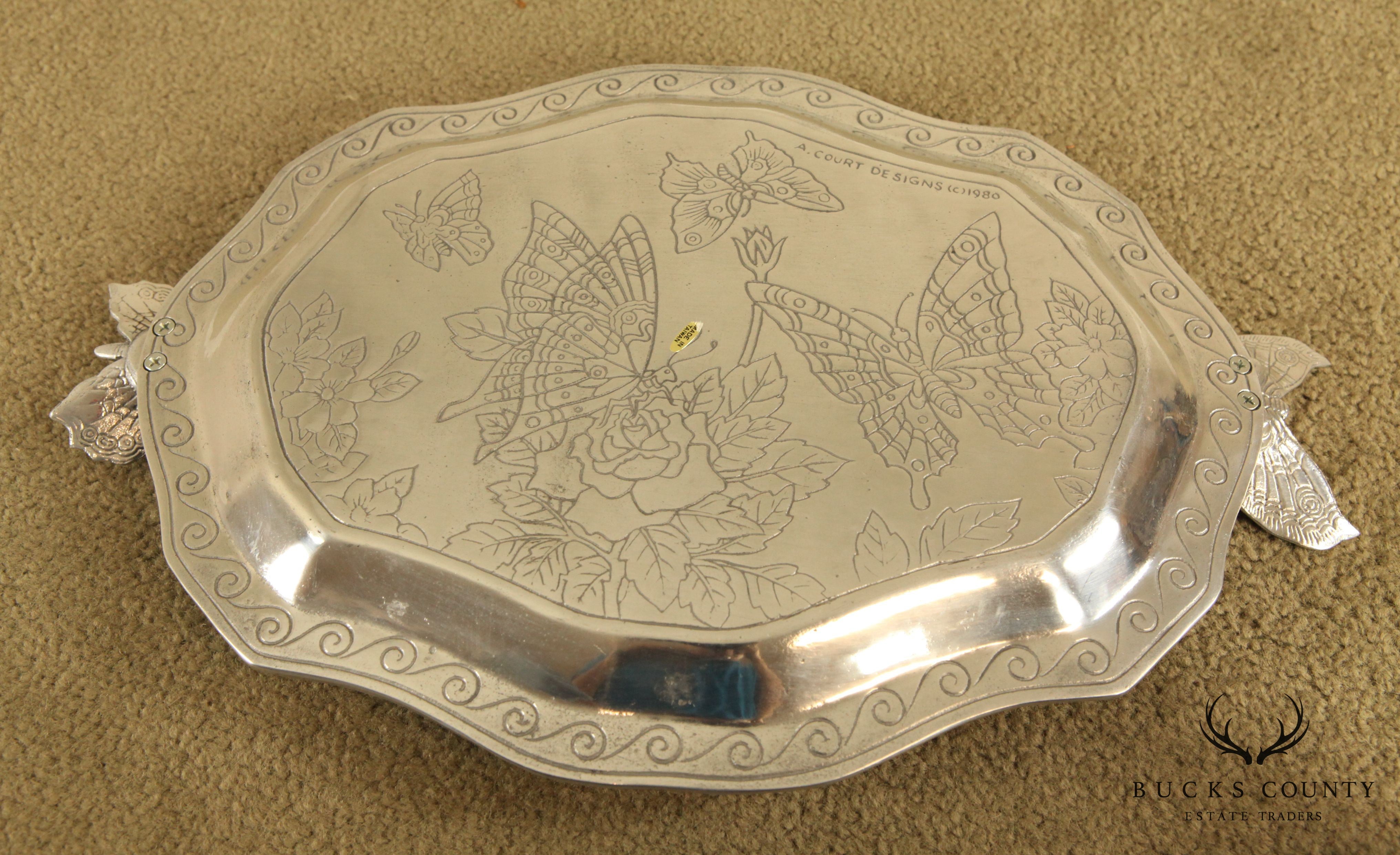 Arthur Court Aluminum Butterfly Serving Tray