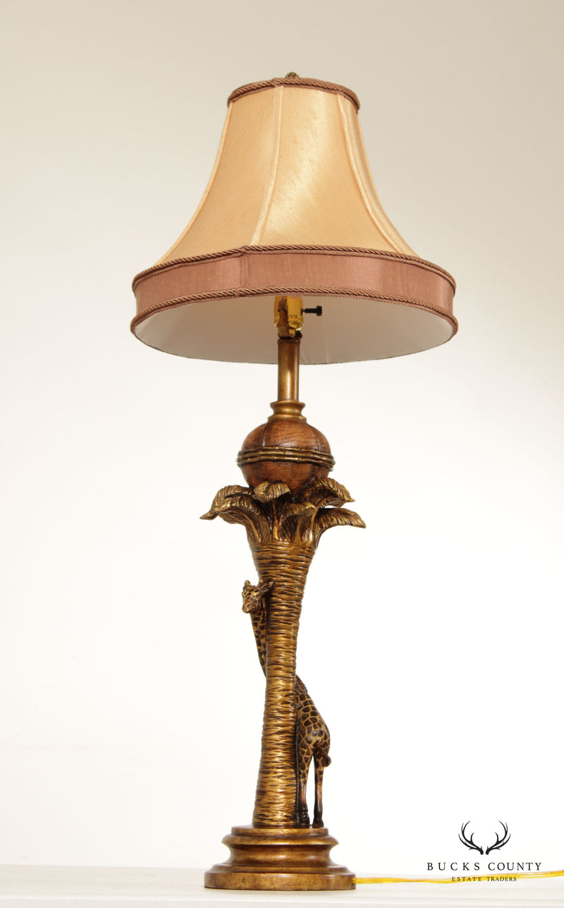 Safari Style Pair of Carved Giraffe Table Lamps