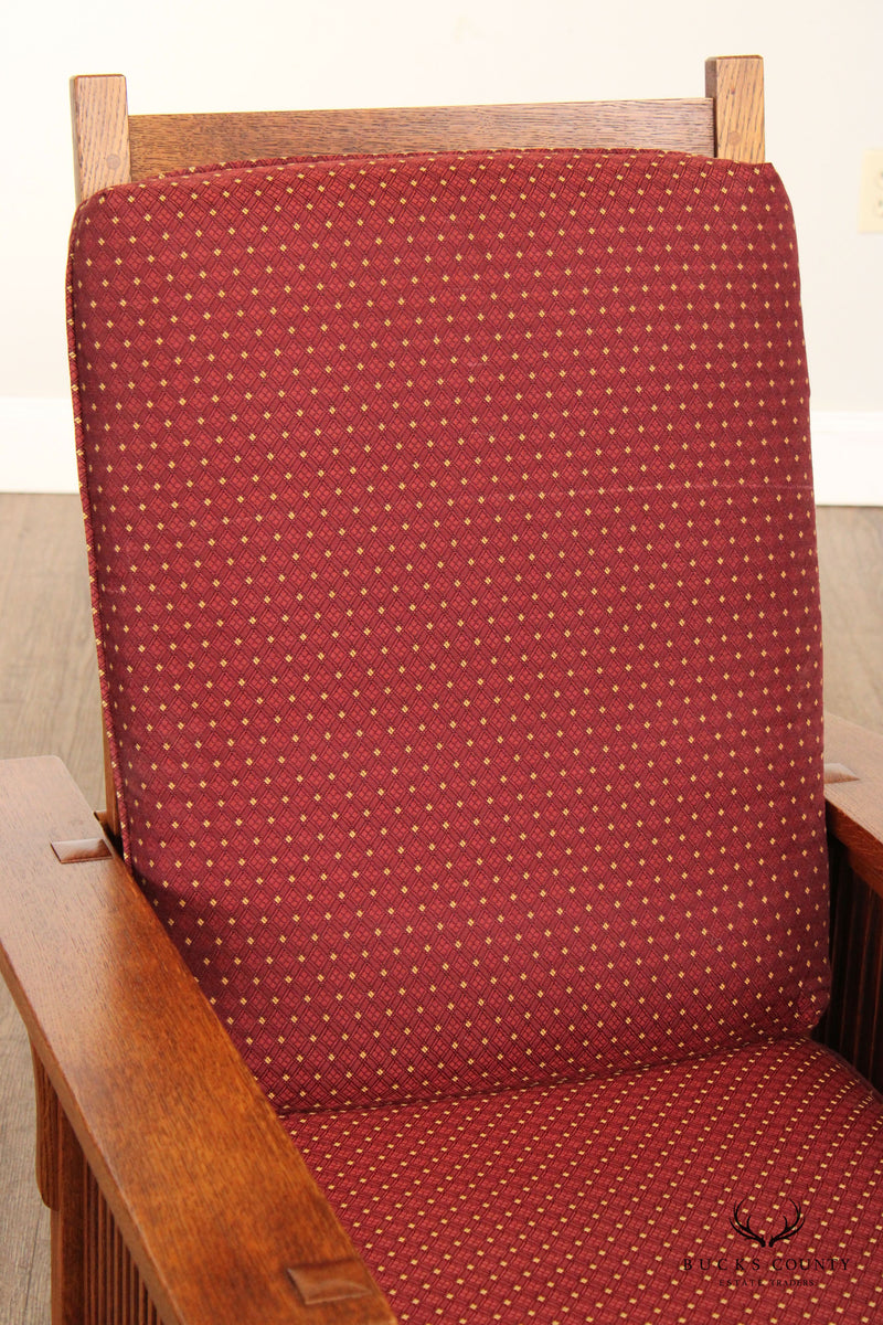 Stickley Mission Collection Oak Spindle Morris Chair and Ottoman