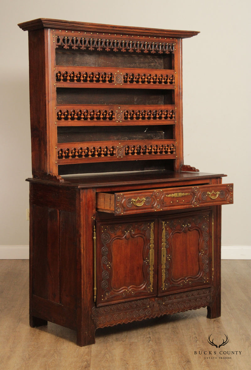 French Antique 19th C. Walnut Vaisellier Cupboard