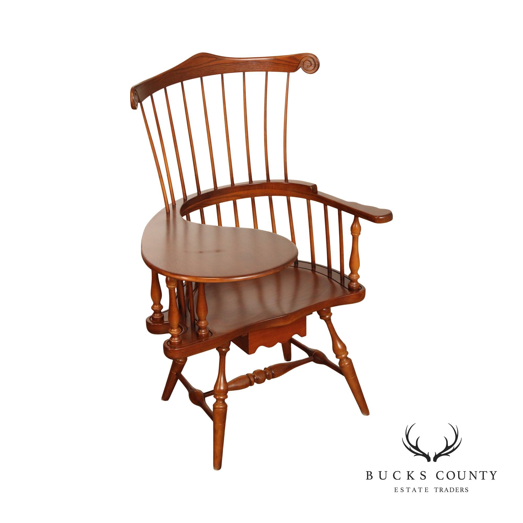 FREDERICK DUCKLOE CHERRY WINDSOR STYLE WRITING ARMCHAIR