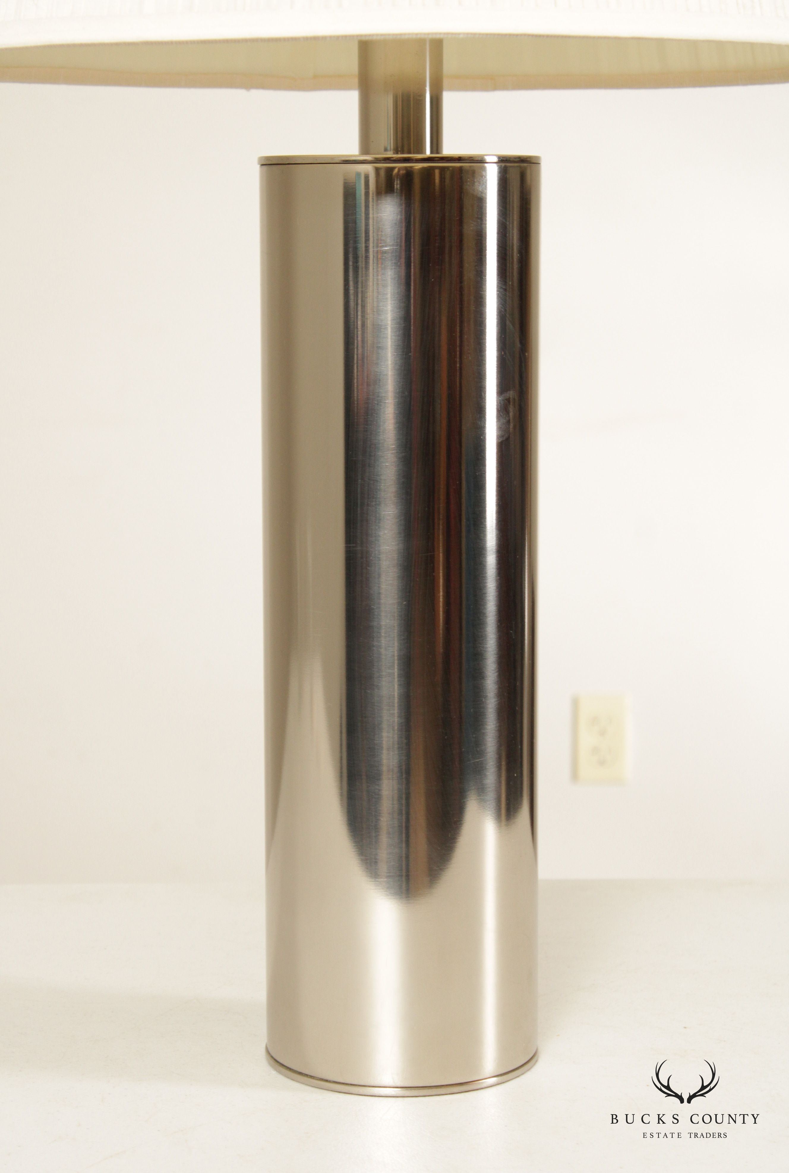 Mid Century Modern Chrome Cylinder Table Lamp