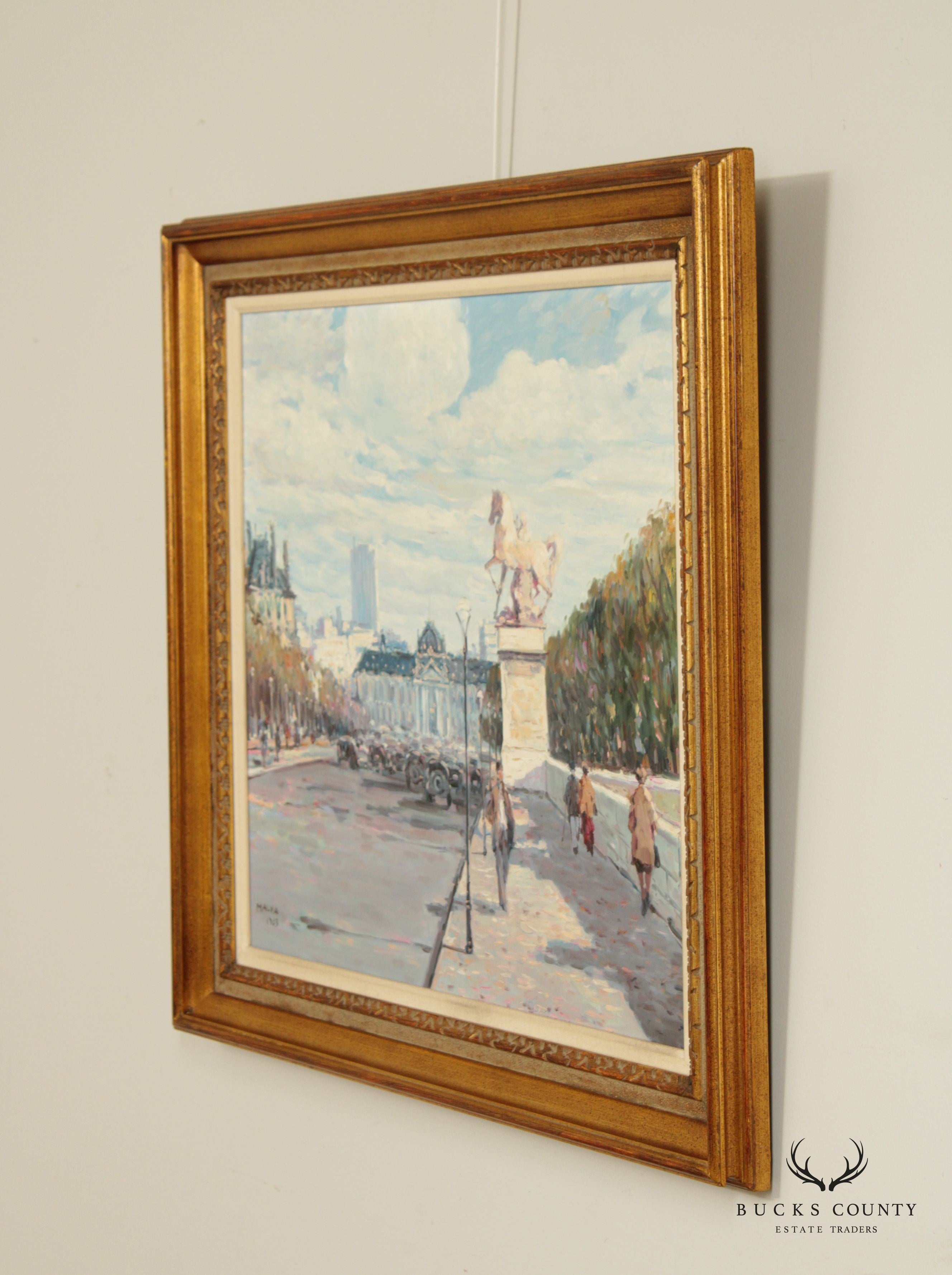 Late 20th C. Impressionist Style 'Paris' Street Scene by George Malva