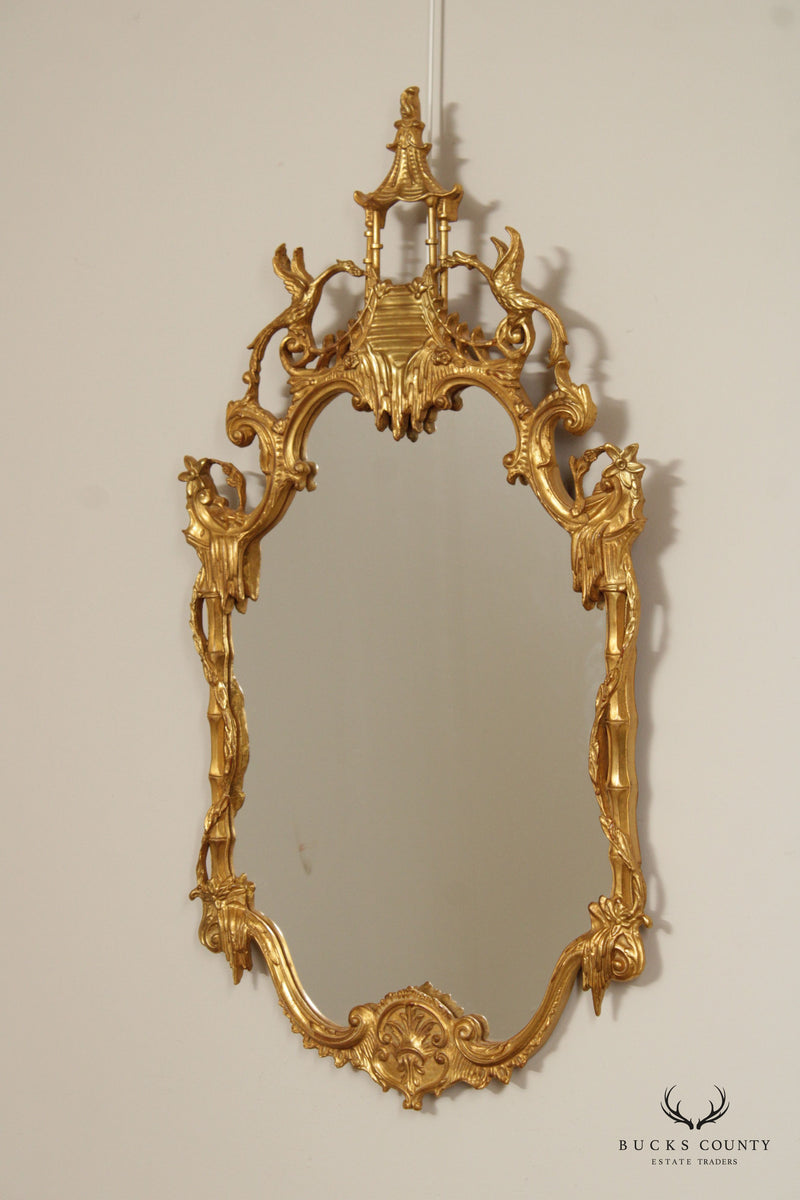 Carvers' Guild Chinese Chippendale Style Gilt Carved Wall Mirror