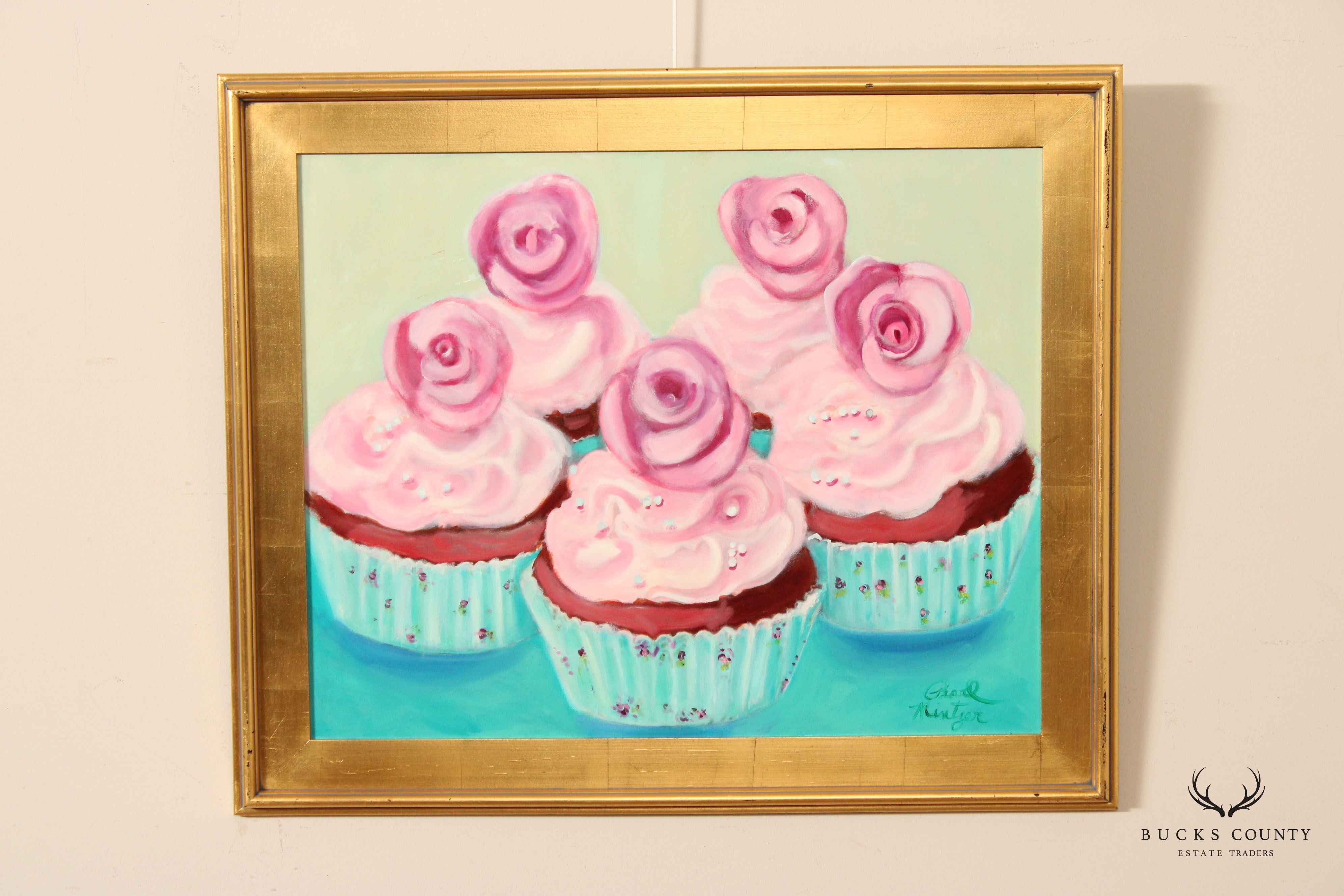 Pearl Mintzer 'Red Velvet Cupcakes' Original Oil Painting