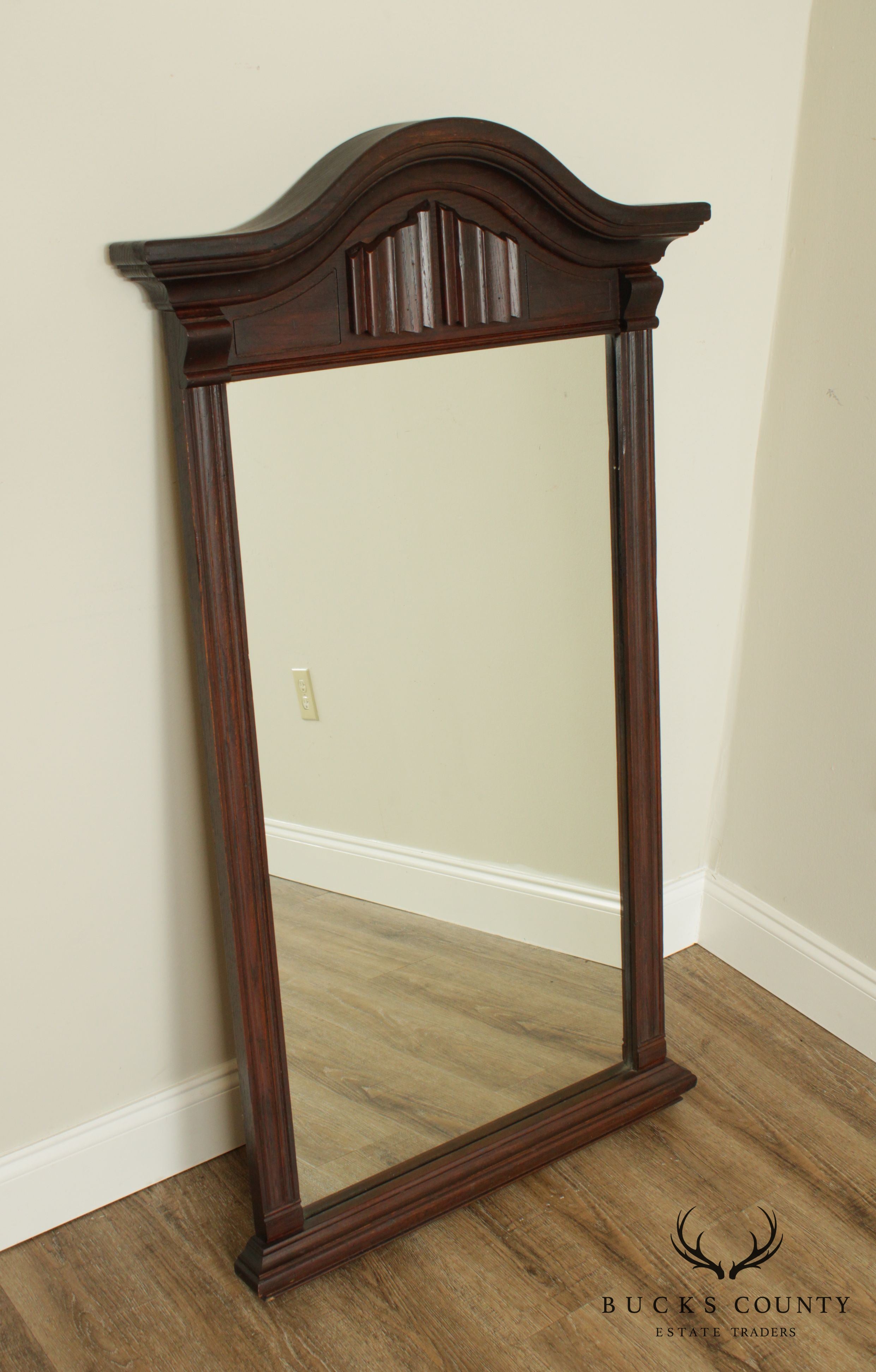 Ethan Allen Royal Charter Oak Vintage Jacobean Style Pair Wall Mirrors