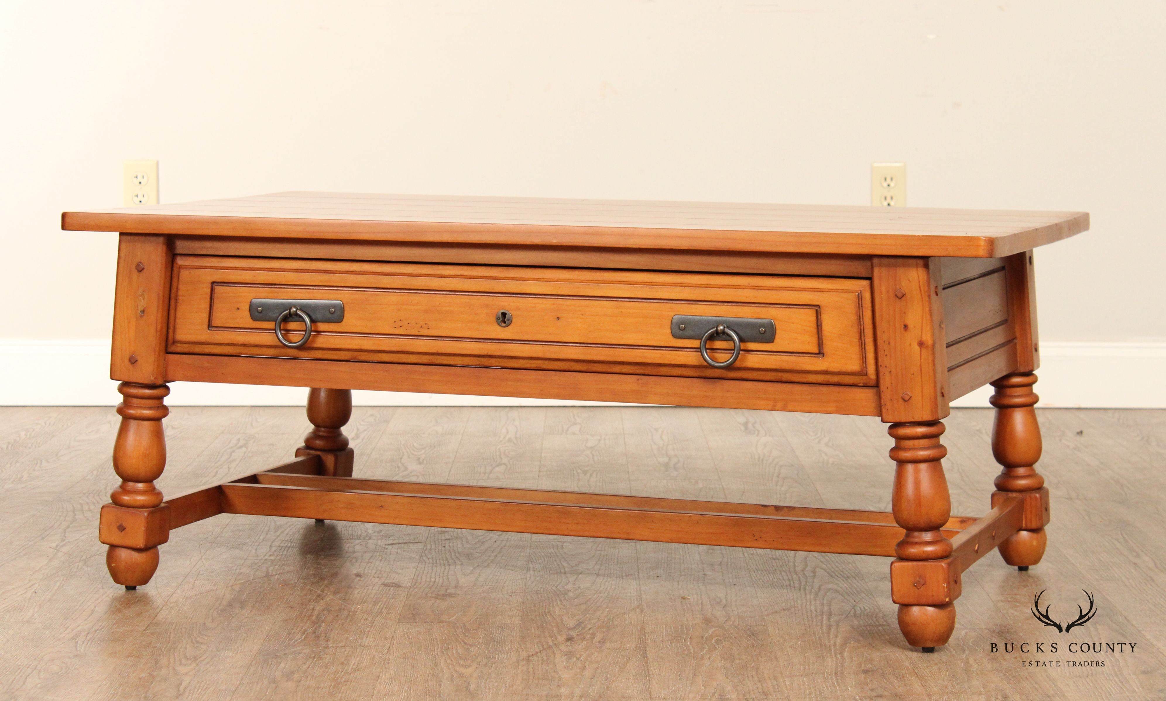 English Traditional Style Pine One-Drawer Coffee Table