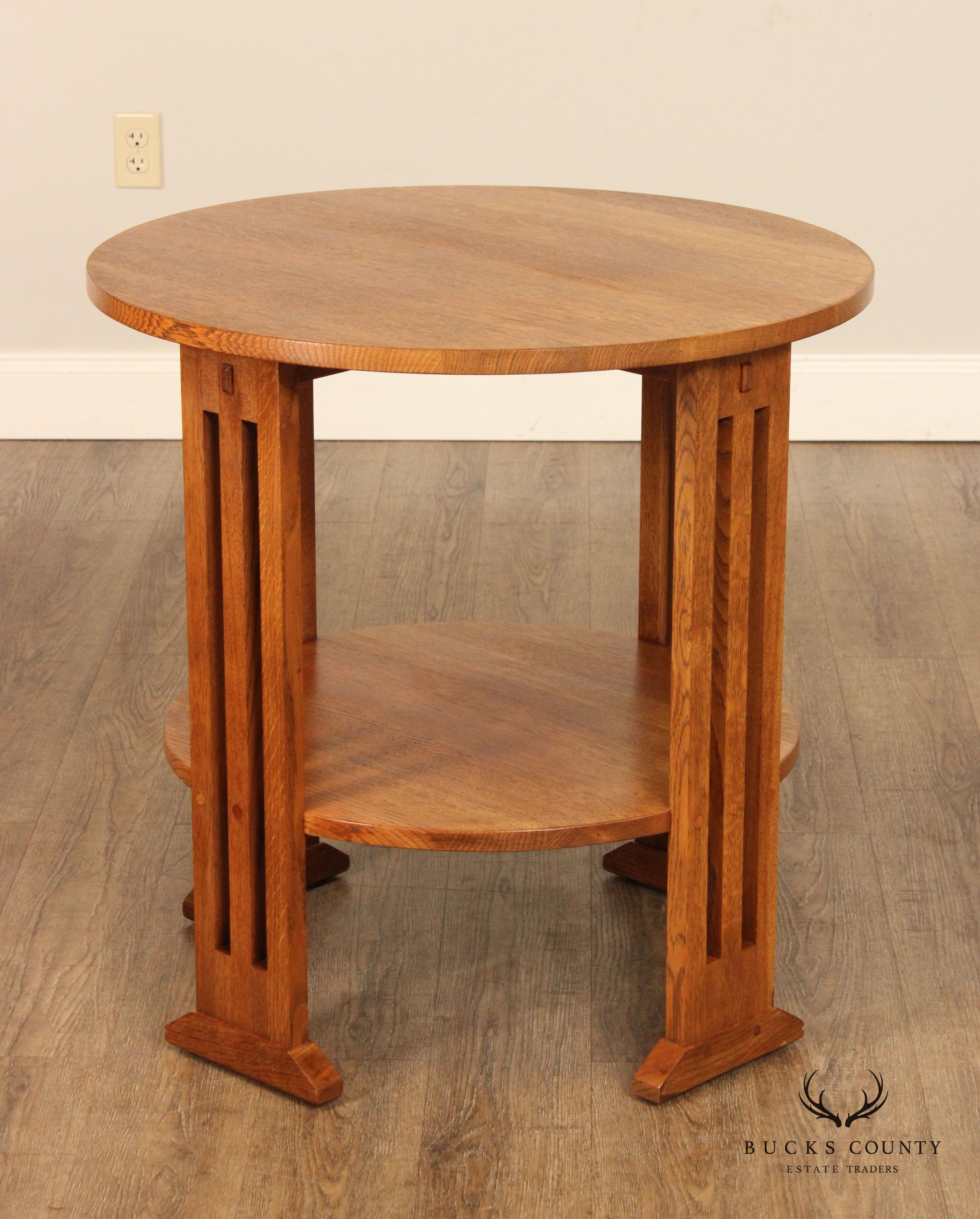 Stickley Mission Collection Oak Two-Tier Round Table