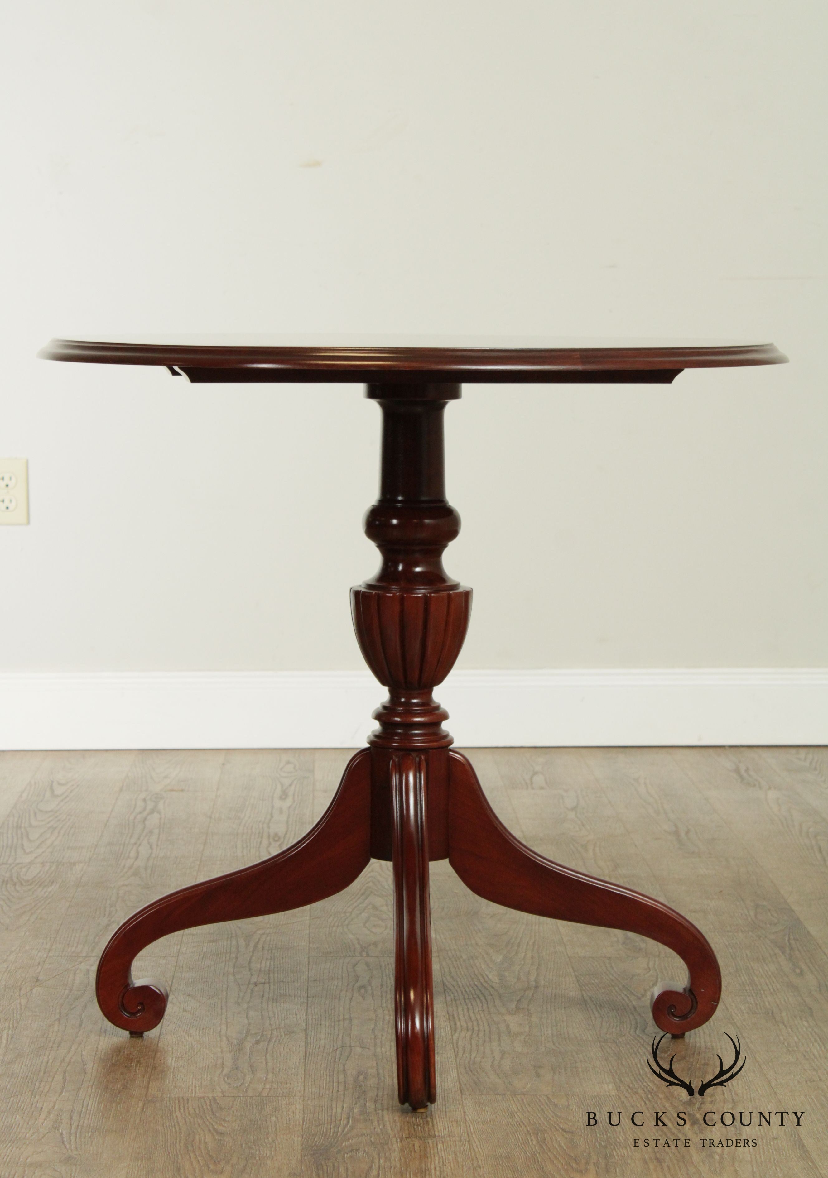 Ethan Allen Georgian Court Round Cherry Pedestal Side Table