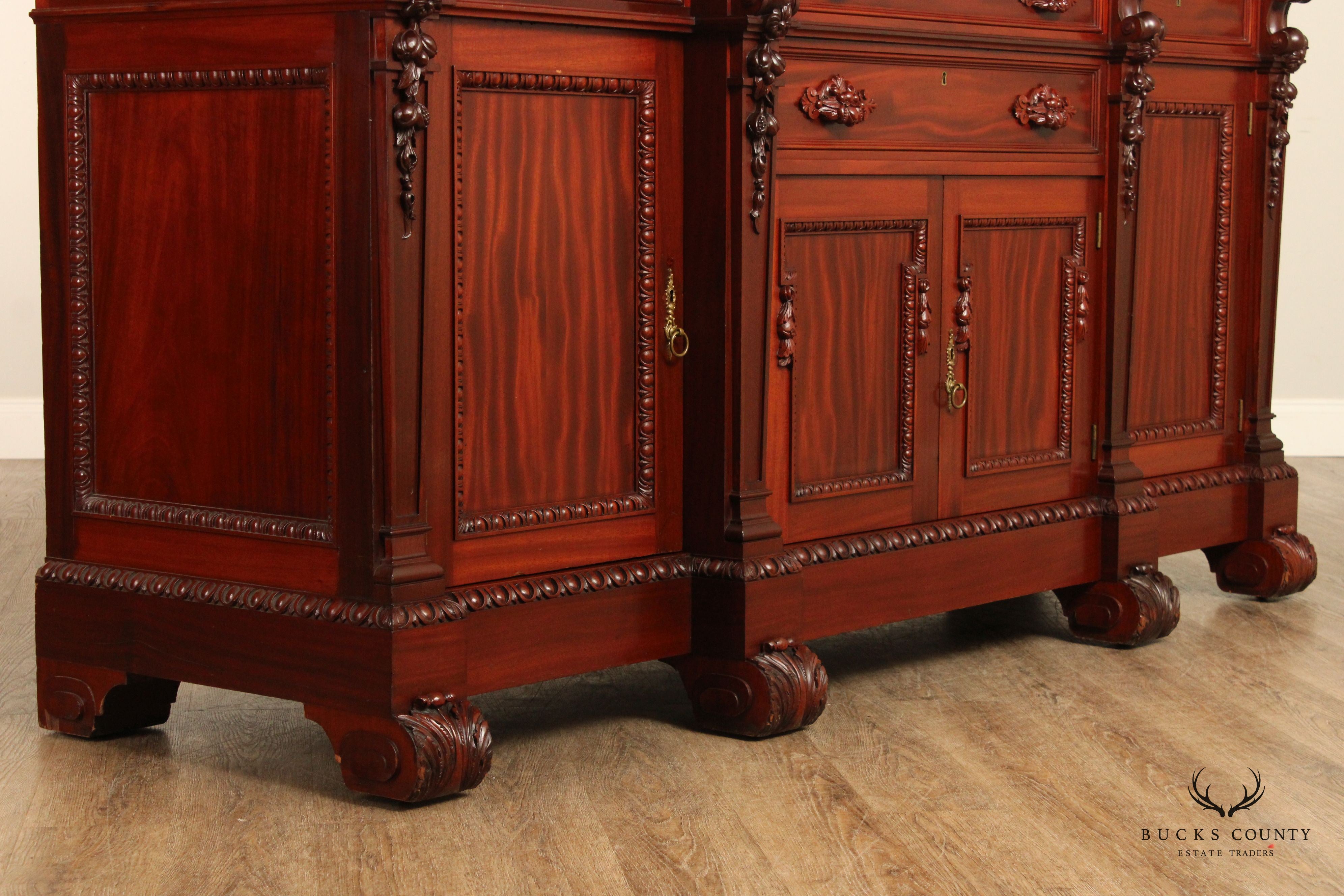 Renaissance Revival Carved Mahogany Sideboard with Mirror