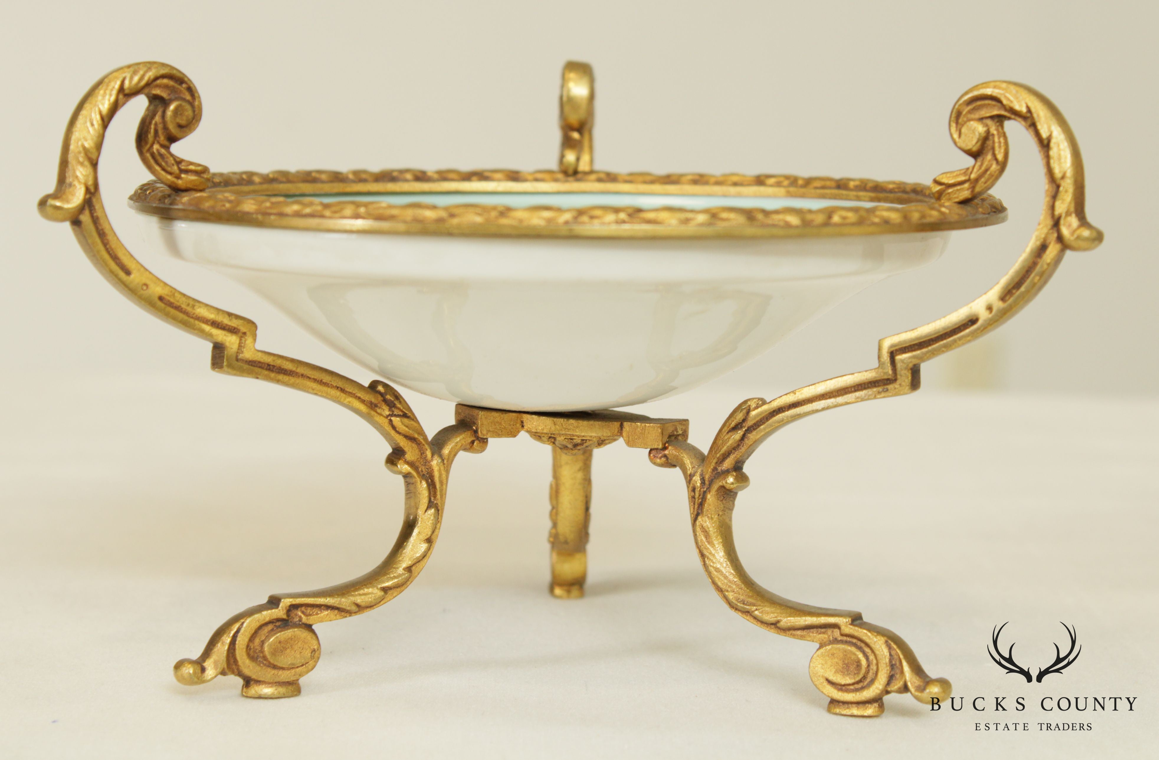 Sèvres Porcelain French Empire Compote on Gilded Bronze Footed Stand, Frangonard