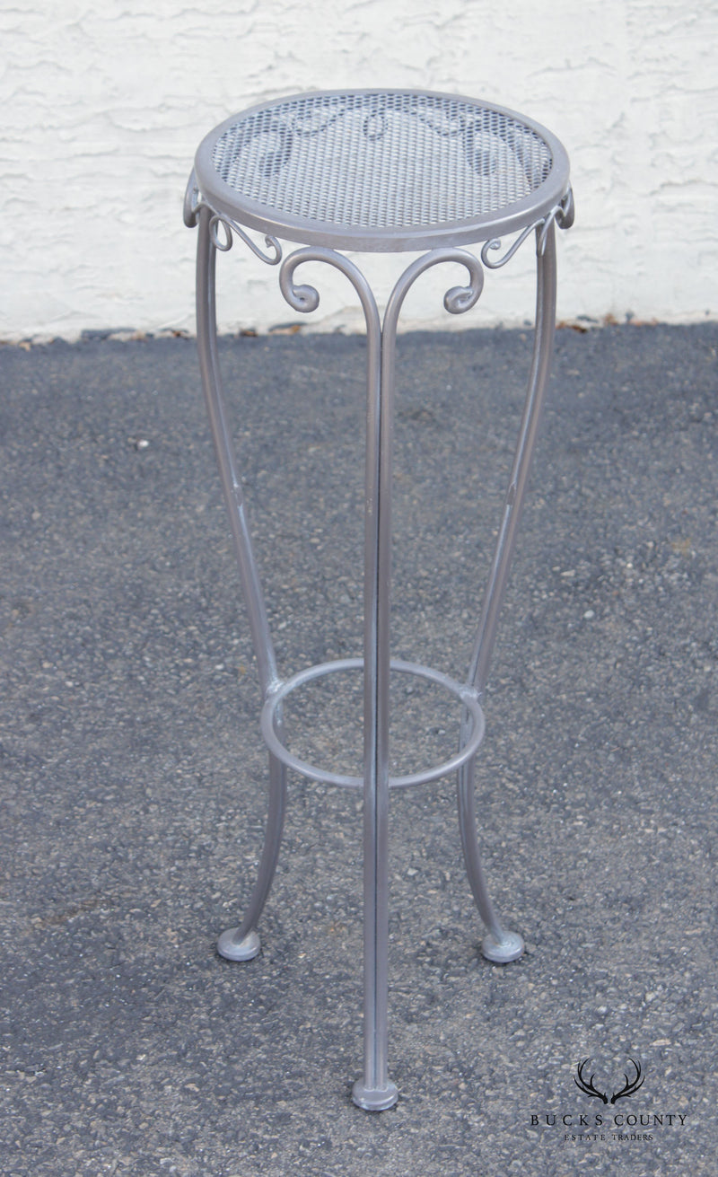 French Style Vintage Scrolled Wrought Iron Pair of Plant Stands