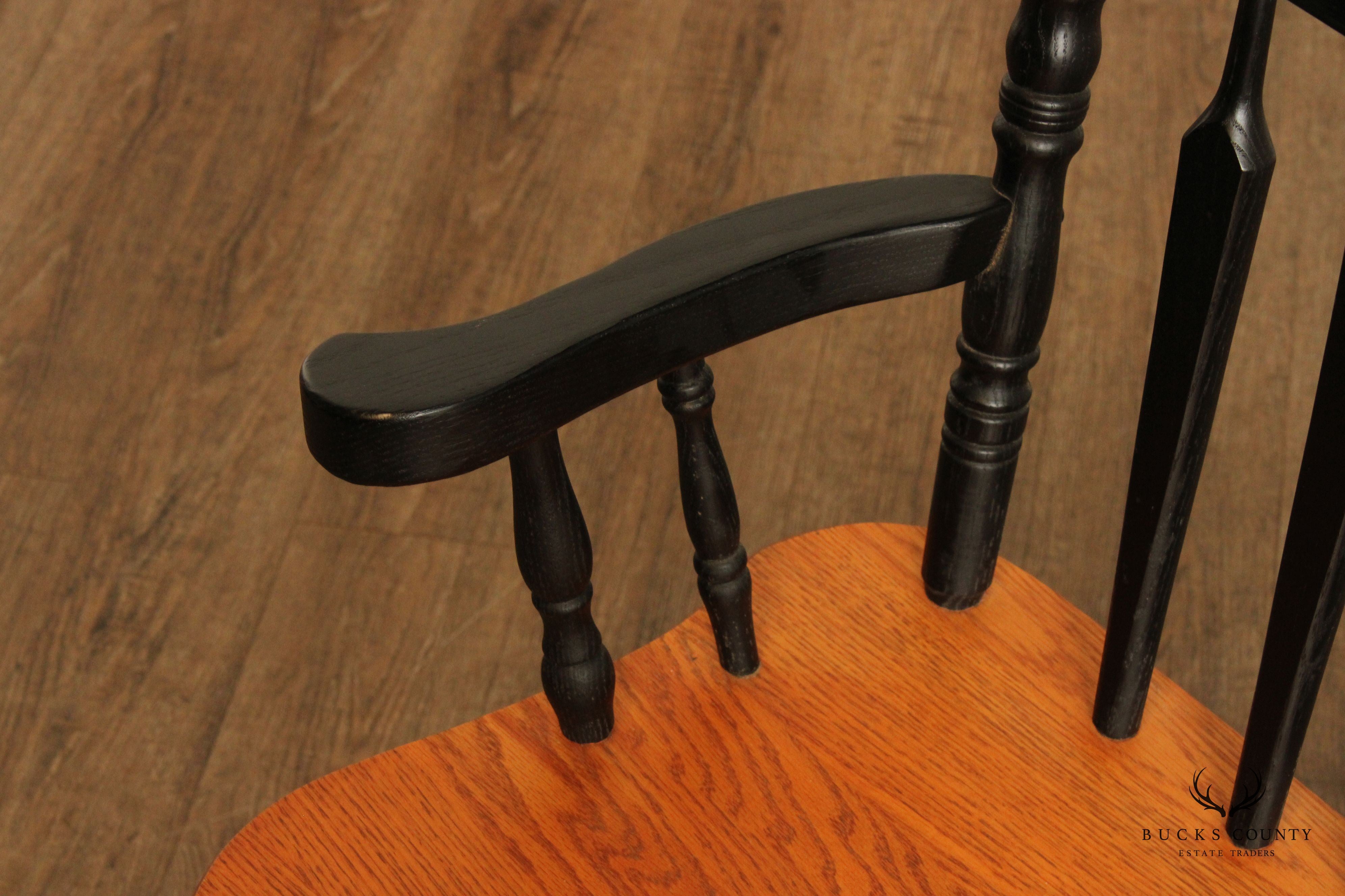 Penns Creek Furniture Black Painted Oak Windsor Bench