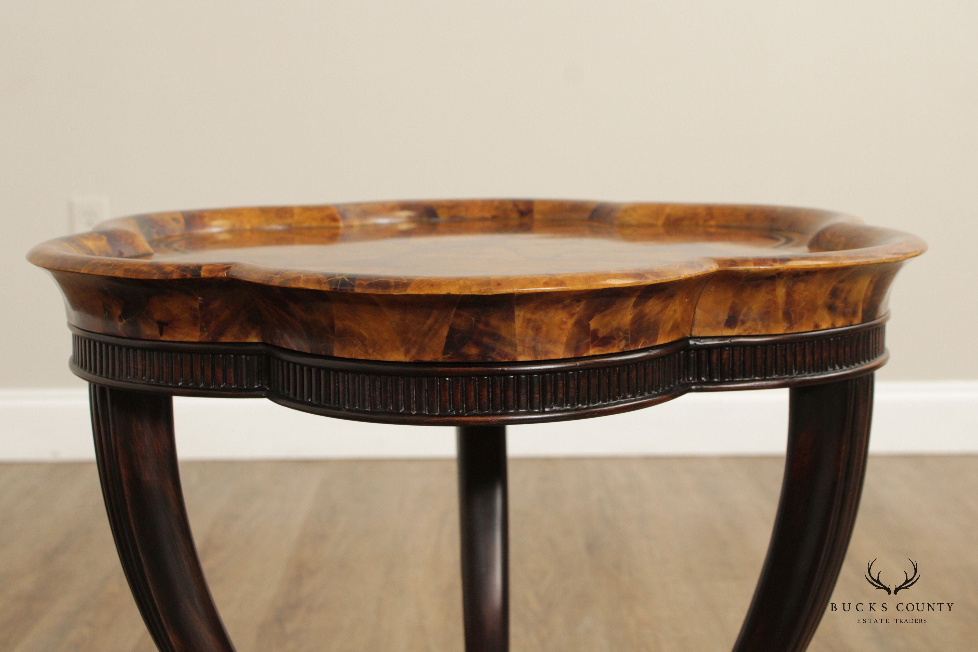 Empire Style Mahogany and Faux Tortoise Shell Side Table