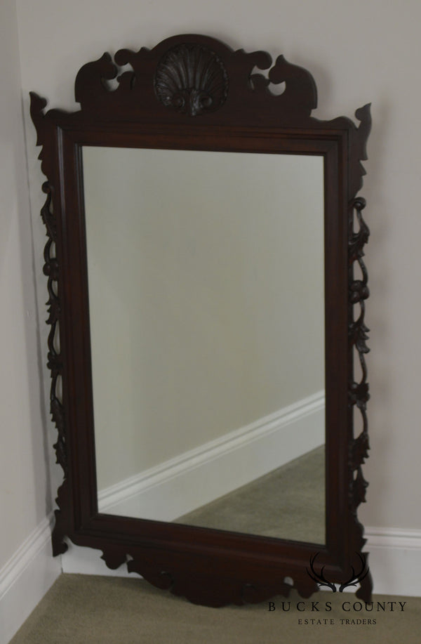 Chippendale Style Vintage Hand Carved Shell Top Mirror
