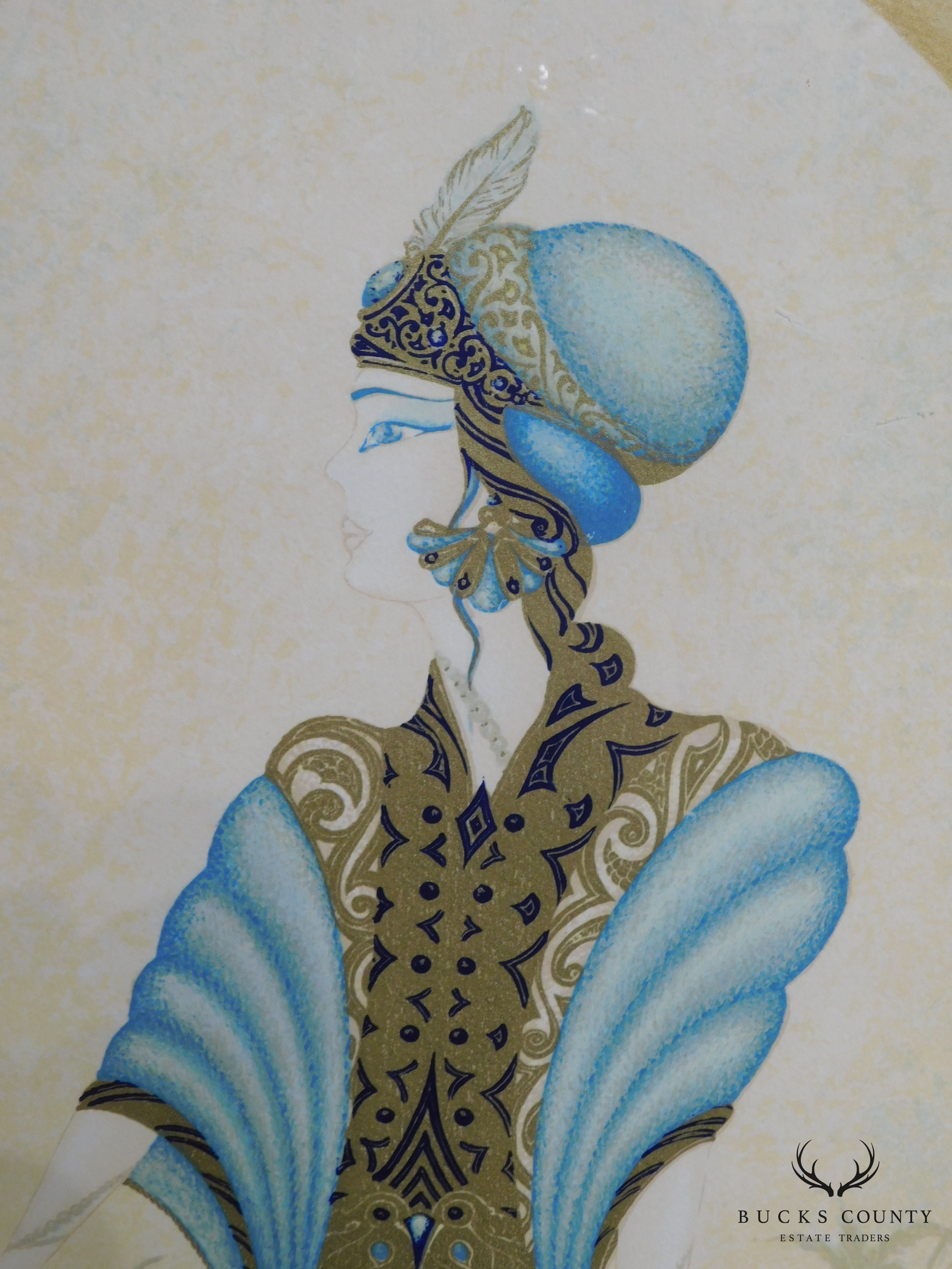 Framed Color Lithograph "Rachele" Limited Edition # 98/250 In the Manner of Erté