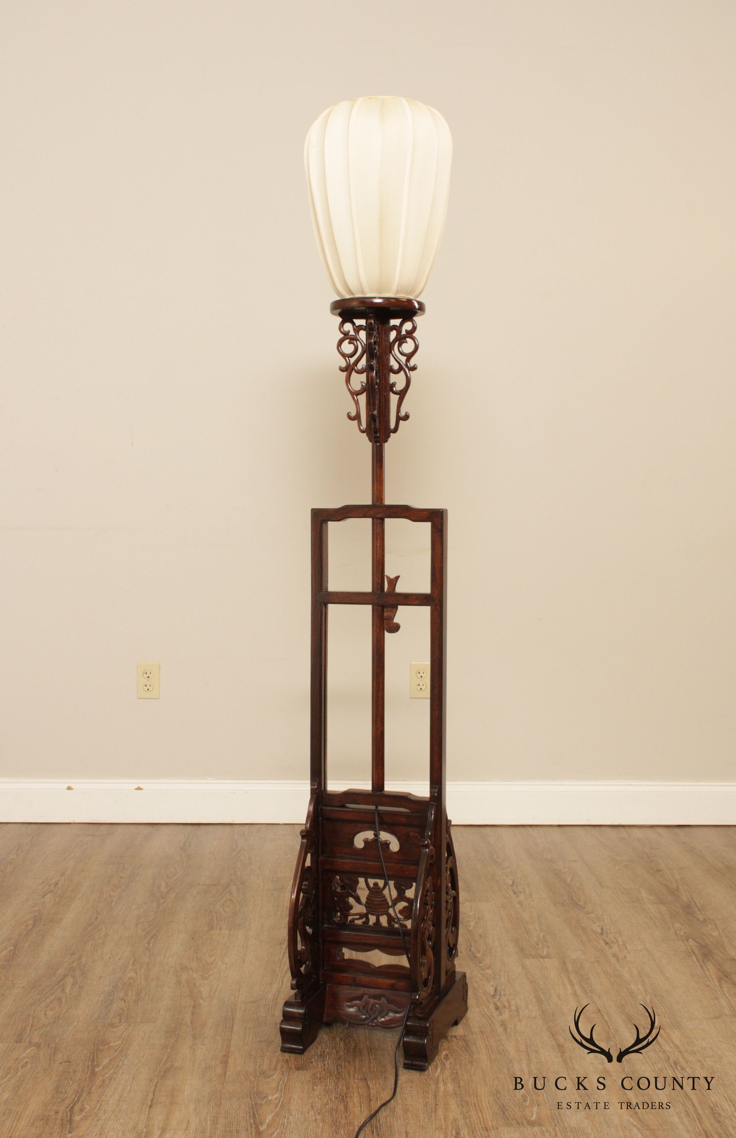 Vintage Chinese Hardware Adjustable Floor Lamp