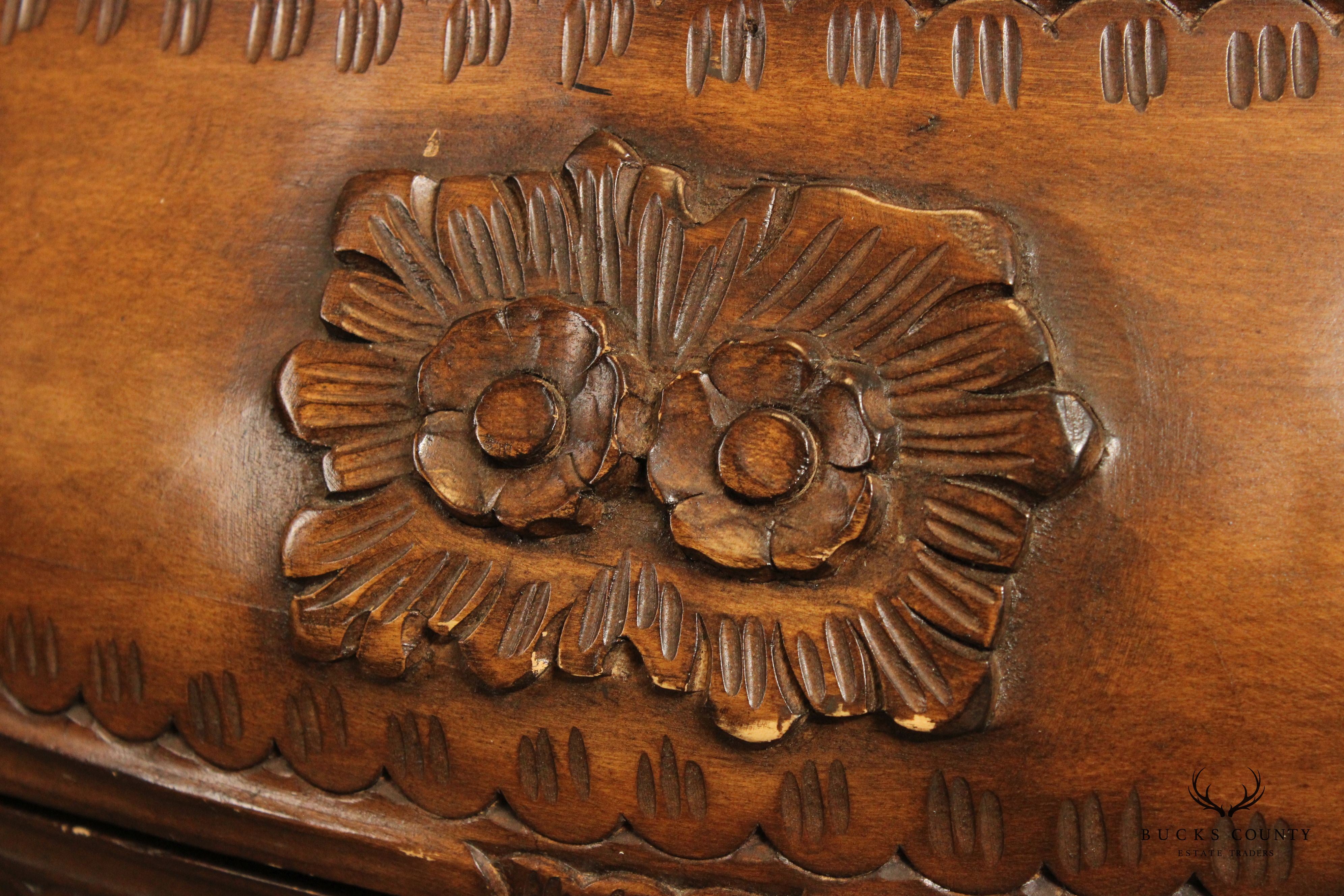 Italian Provincial Style Floral Carved Bombe Chest